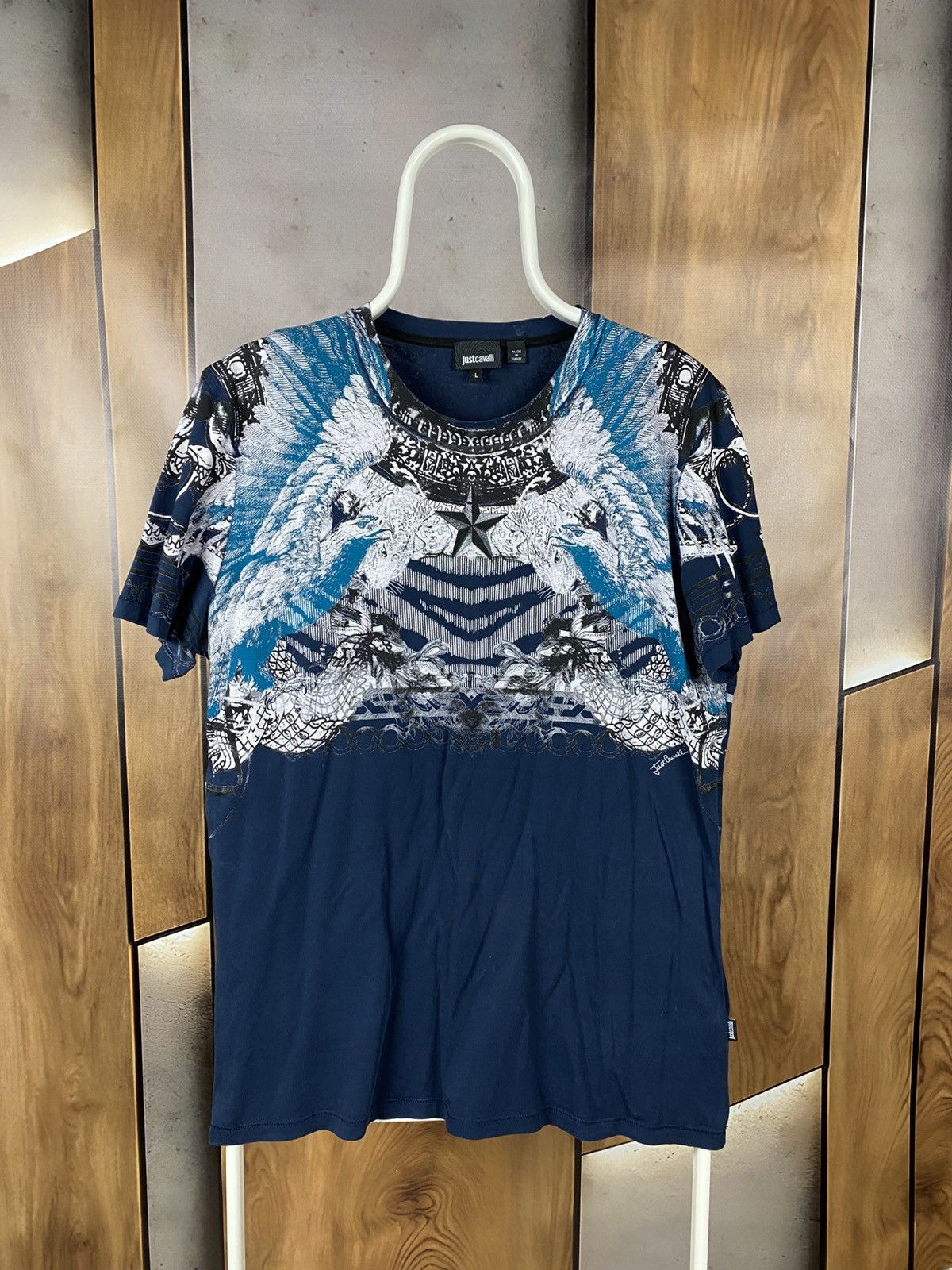 🌊T-Shirt Just Cavalli Overprint Logo Rare Tee🌊