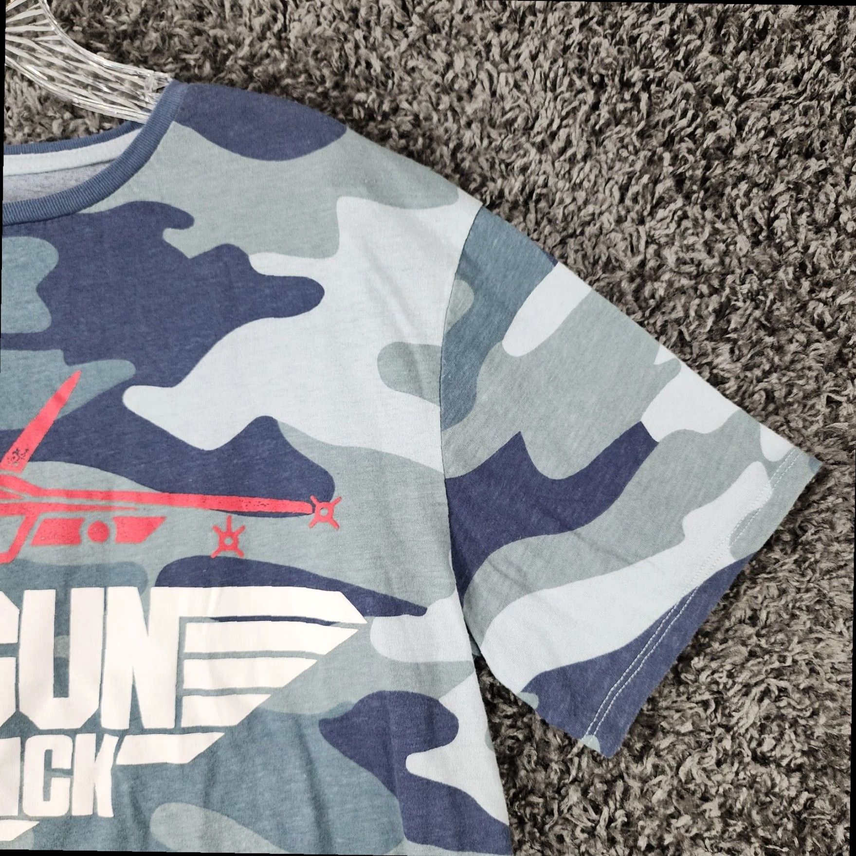 Vintage VINTAGE Top Gun Maverick Camouflage Cropped Tee Women's Blue XL Size XL / US 12-14 / IT 48-50 - 2 Thumbnail