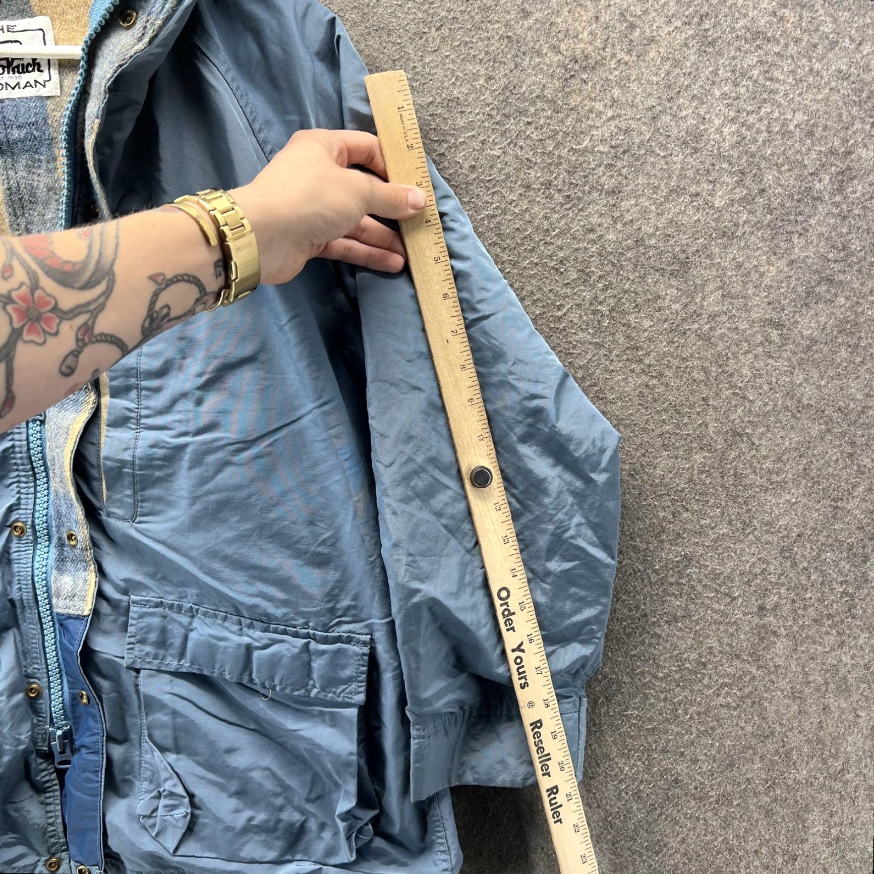 Vintage VINTAGE Woolrich Jacket Womens Large Blue Plaid Hooded Parka 90s White Space NOT Applicable Size L / US 10 / IT 46 - 3 Thumbnail