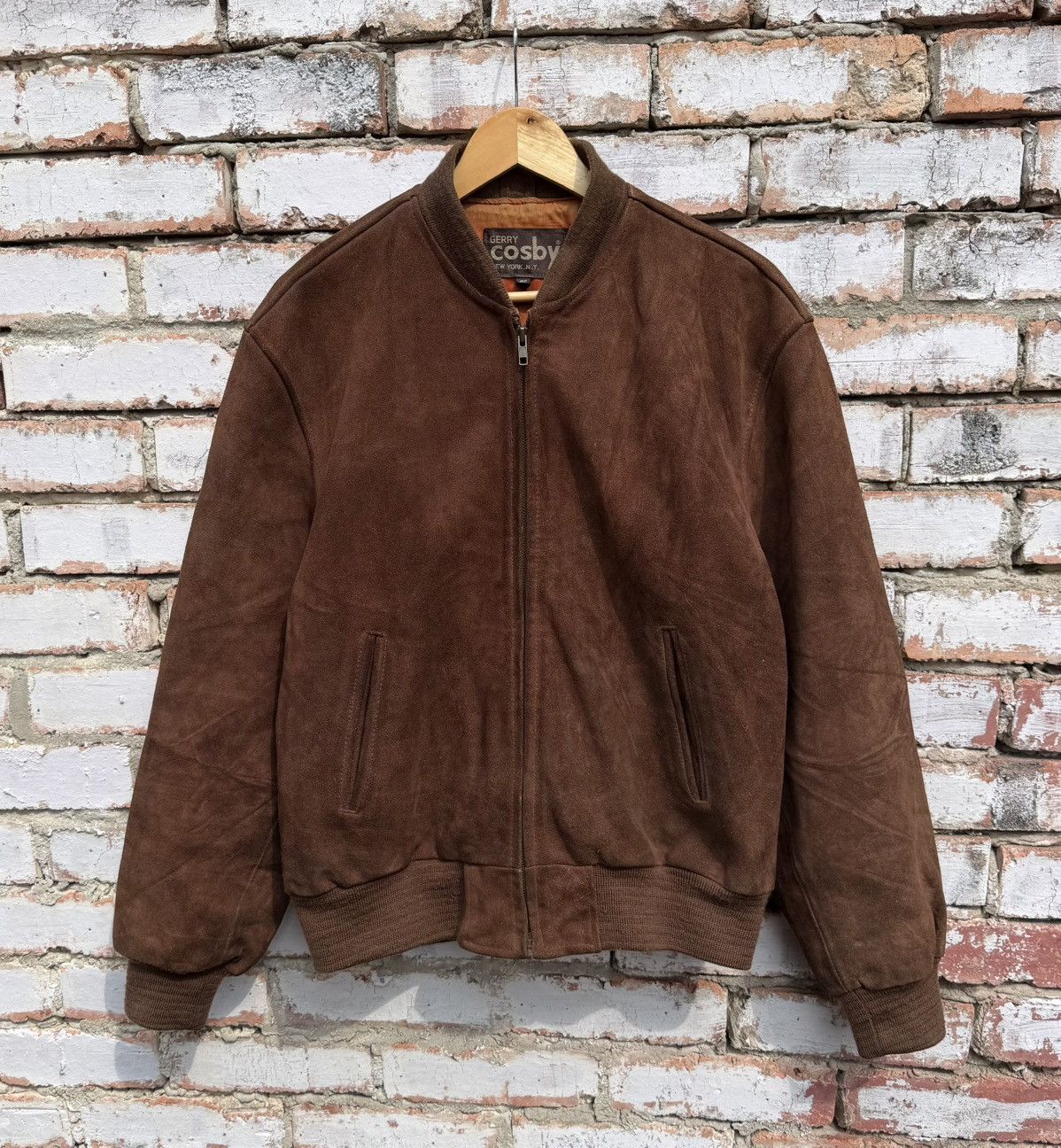 Vintage Vintage Gerry Cosby Suede Leather Bomber Jacket Brown Size US L / EU 52-54 / 3 - 1 Thumbnail