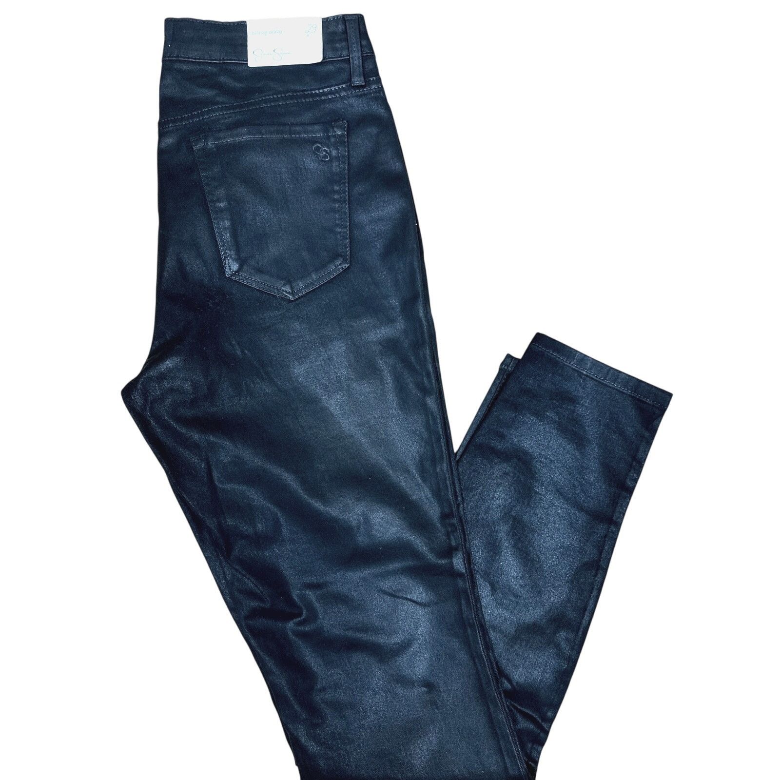 Jessica Simpson Jessica Simpson Mid Rise Skinny Jeans Shiny Black 8 (29) Size 29" - 2 Thumbnail