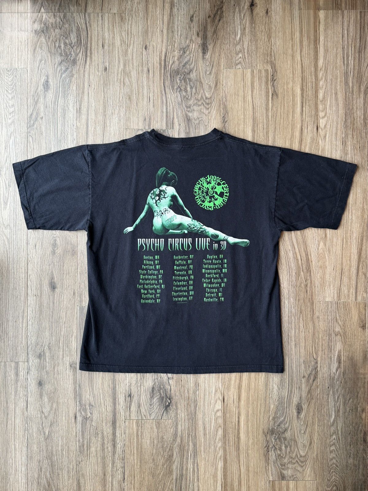 KISS KISS Psycho Circus 1998 Tour Sexy Vintage Tee Neon Green Size US XXL / EU 58 / 5 - 6 Thumbnail