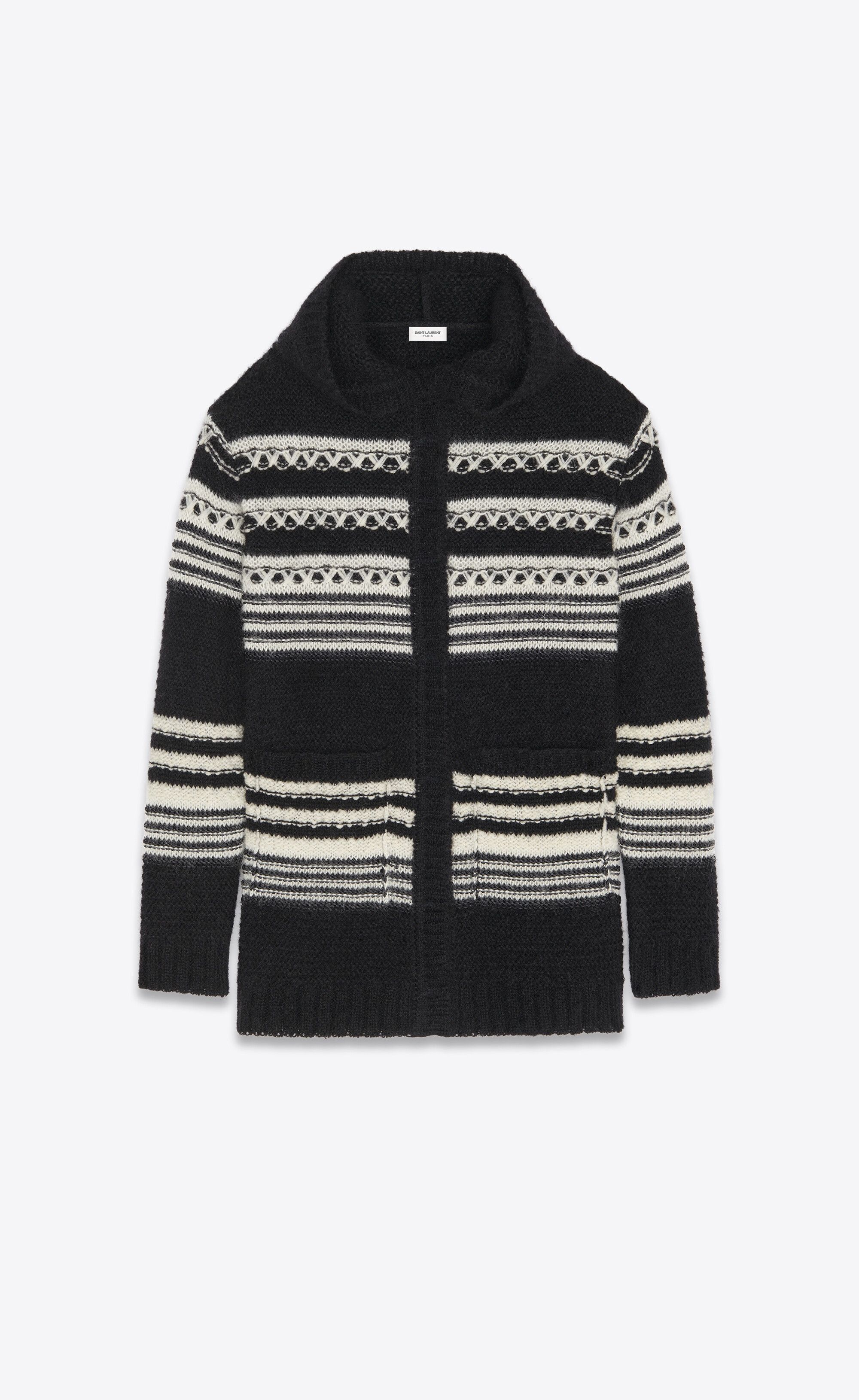 Saint Laurent Paris baja cardigan in striped mohair Size US XS / EU 42 / 0 - 1 Thumbnail