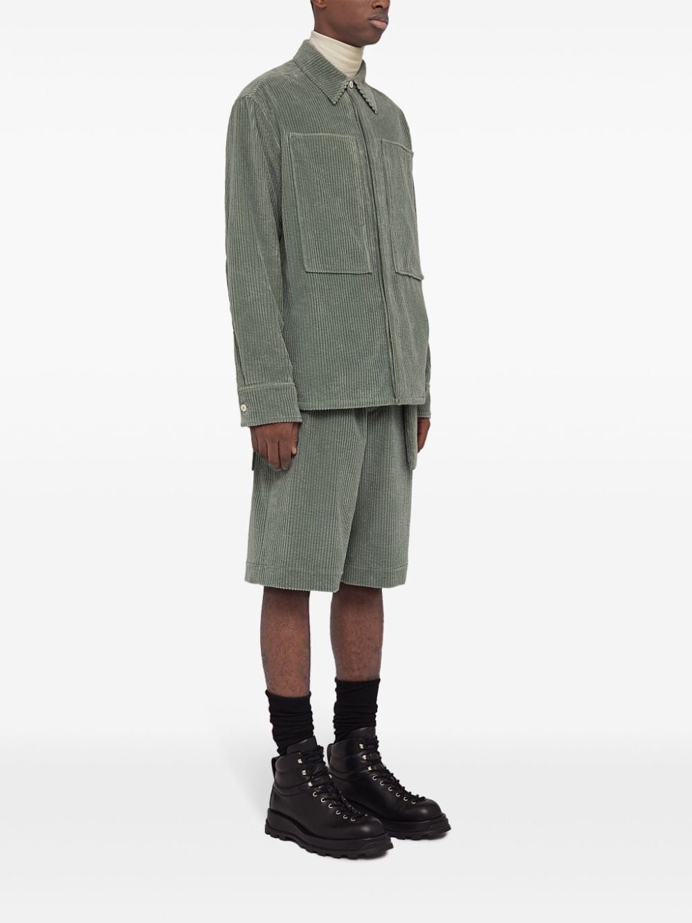 Jil Sander o1w1db10825 Drop-Shoulder Corduroy Shirt in Sage Green Size US XL / EU 56 / 4 - 3 Thumbnail