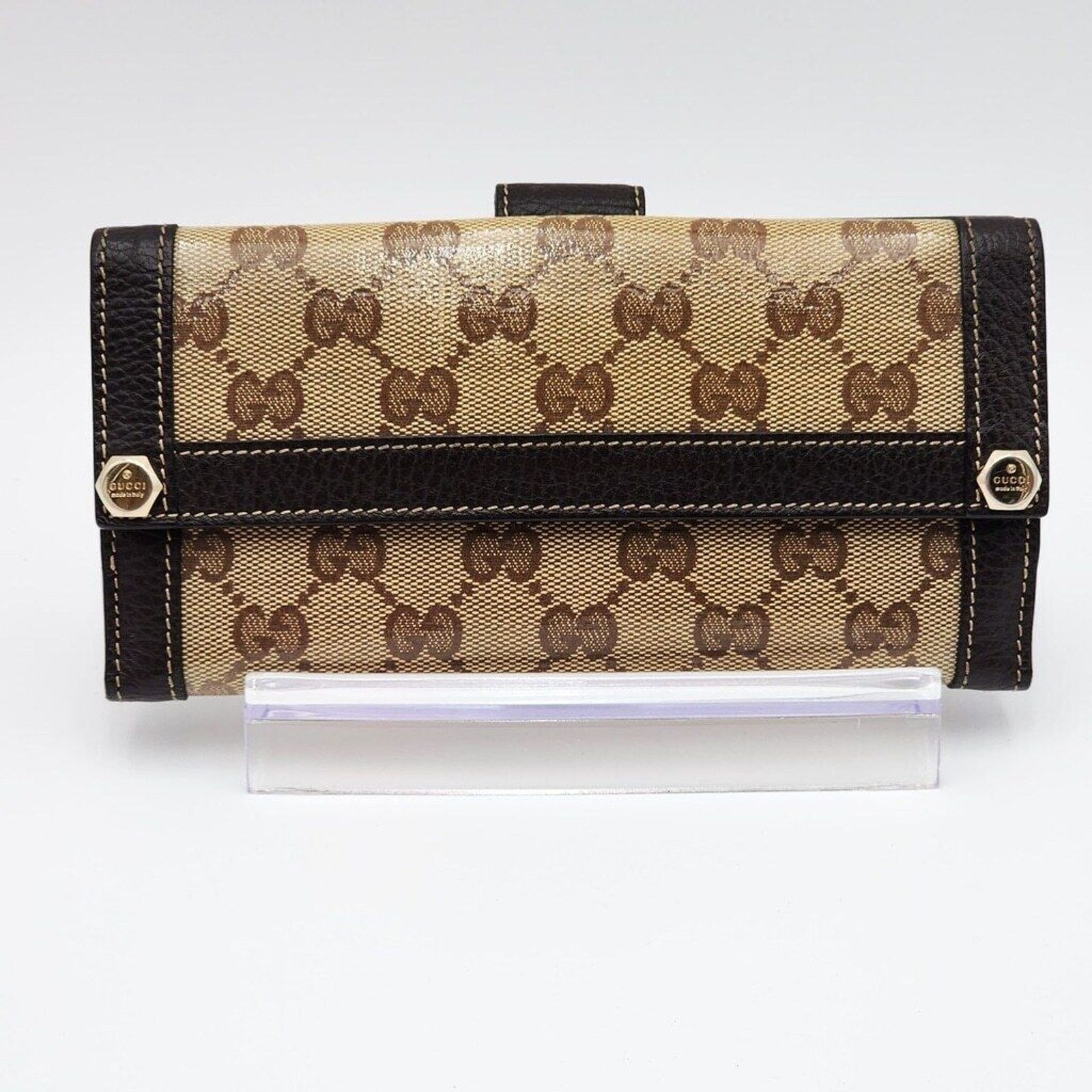 Gucci Monogram Continental Charmy Wallet Brown