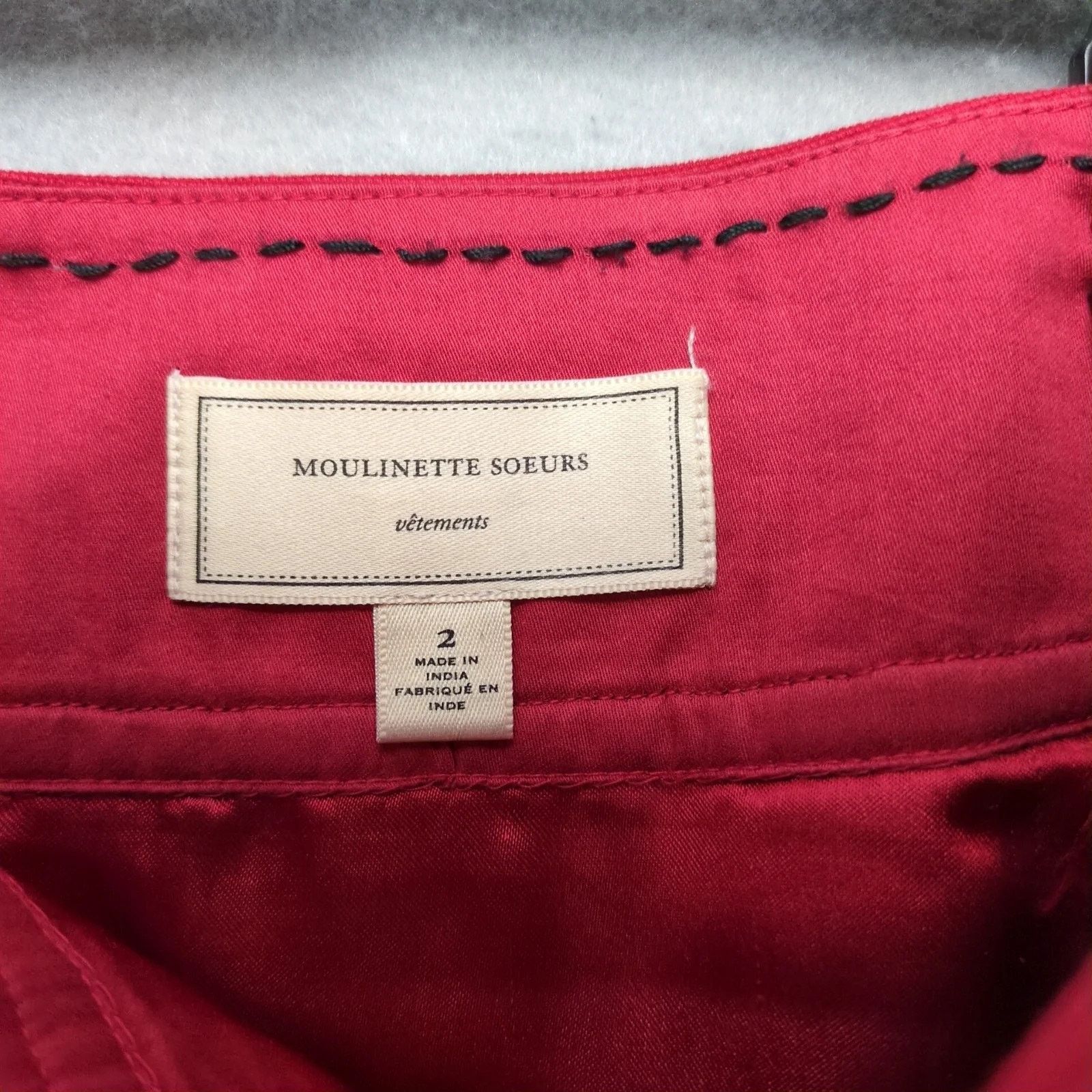 Anthropologie Moulinette Soeurs Suelta Skirt Red Black Sequin Knee Length Size 26" / US 2 / IT 38 - 3 Thumbnail