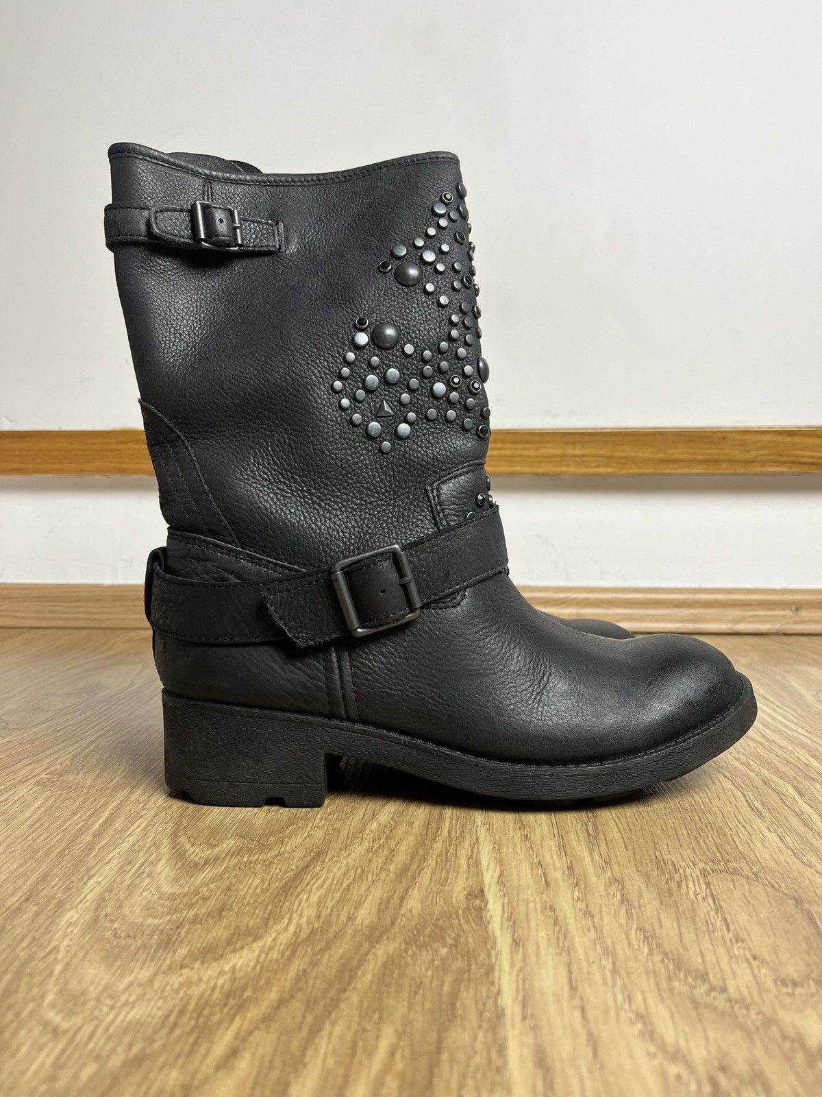 ASH ASH Black Leather Studded Biker Moto Boots Avant-Garde Size US 8 / IT 38 - 1 Thumbnail