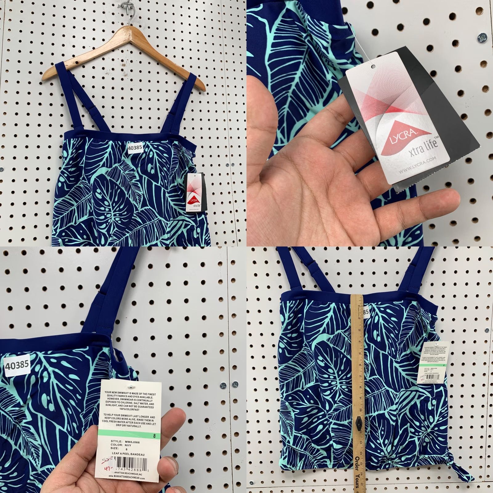 Vintage Maxine of Hollywood Bathing Swimwear Top Womens Size 8 Blue Floral NWT Size M / US 6-8 / IT 42-44 - 8 Thumbnail