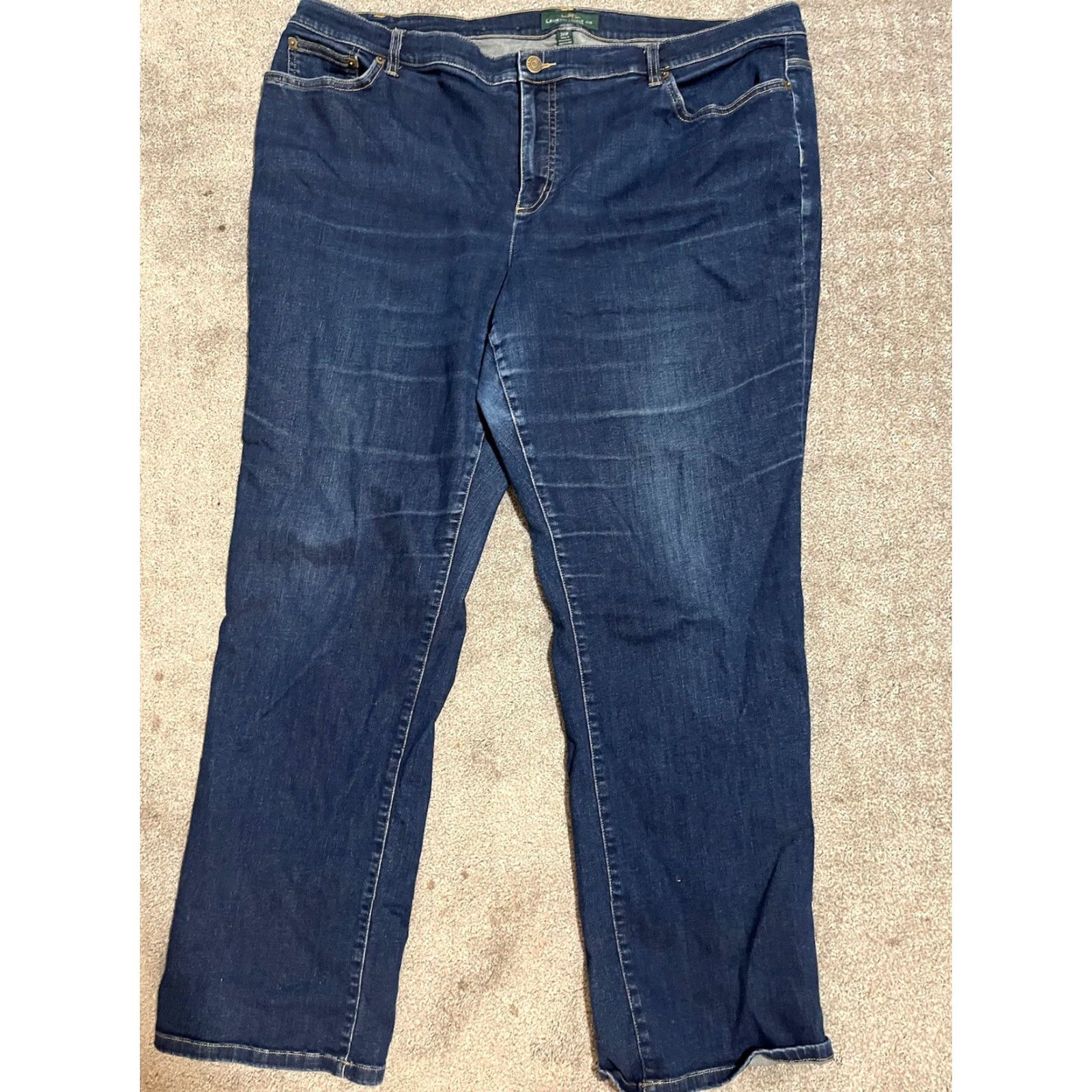 Ralph Lauren VINTAGE Lauren Ralph Lauren Jeans Women's Dark Wash 20W Plus Modern Straight Boyfriend Blue Size 42" / US 20 - 3 Thumbnail