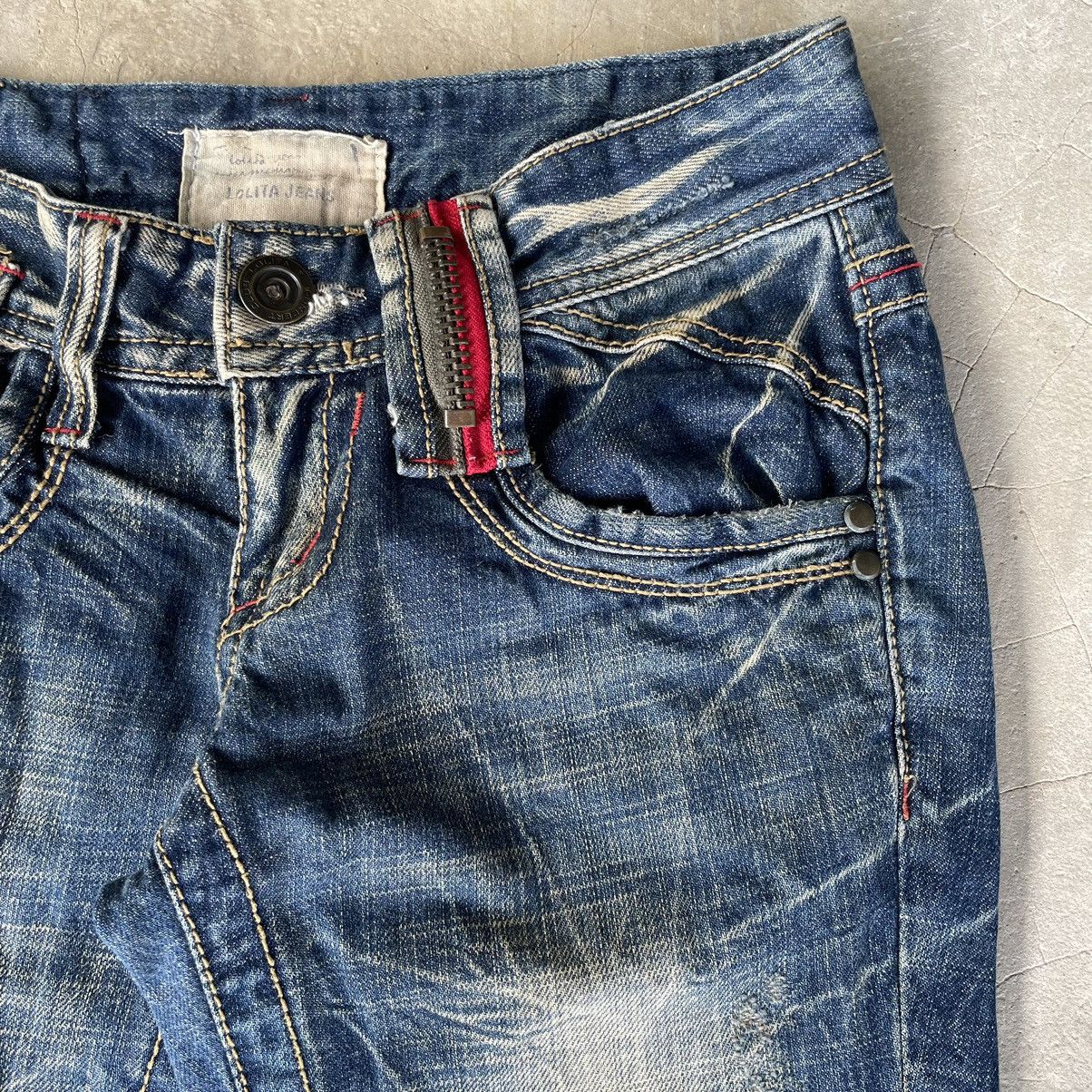 Hysteric Glamour 🇯🇵 LOLITA Flare Bootcut Mudwash Distressed Exotic Denim Jeans Size 29" - 5 Thumbnail