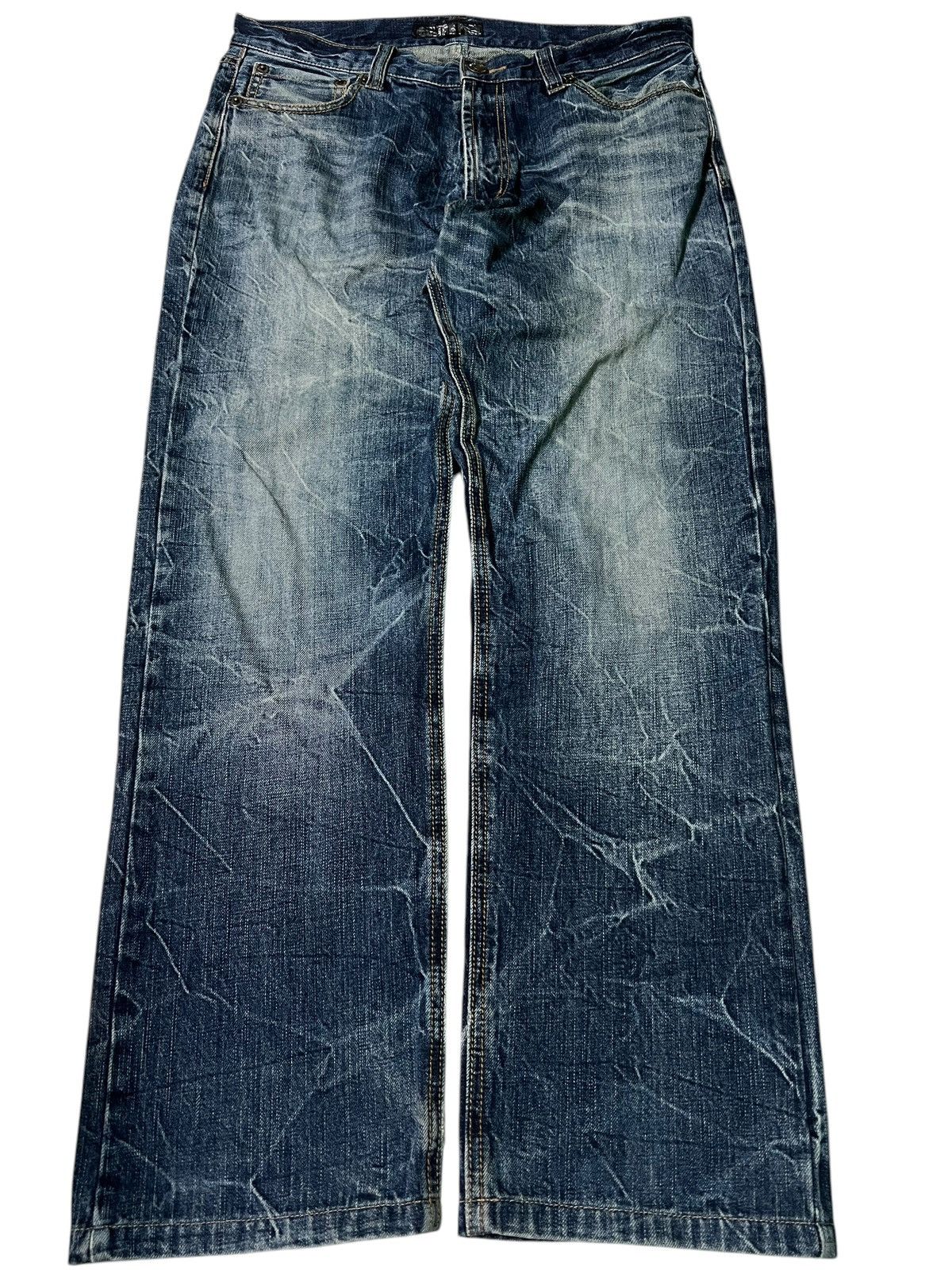 14th Addiction × If Six Was Nine × Japanese Brand 💥Baggy💥Vintage Guitar Pick Washed Distress Clawmark Jean Size US 33 - 1 Thumbnail
