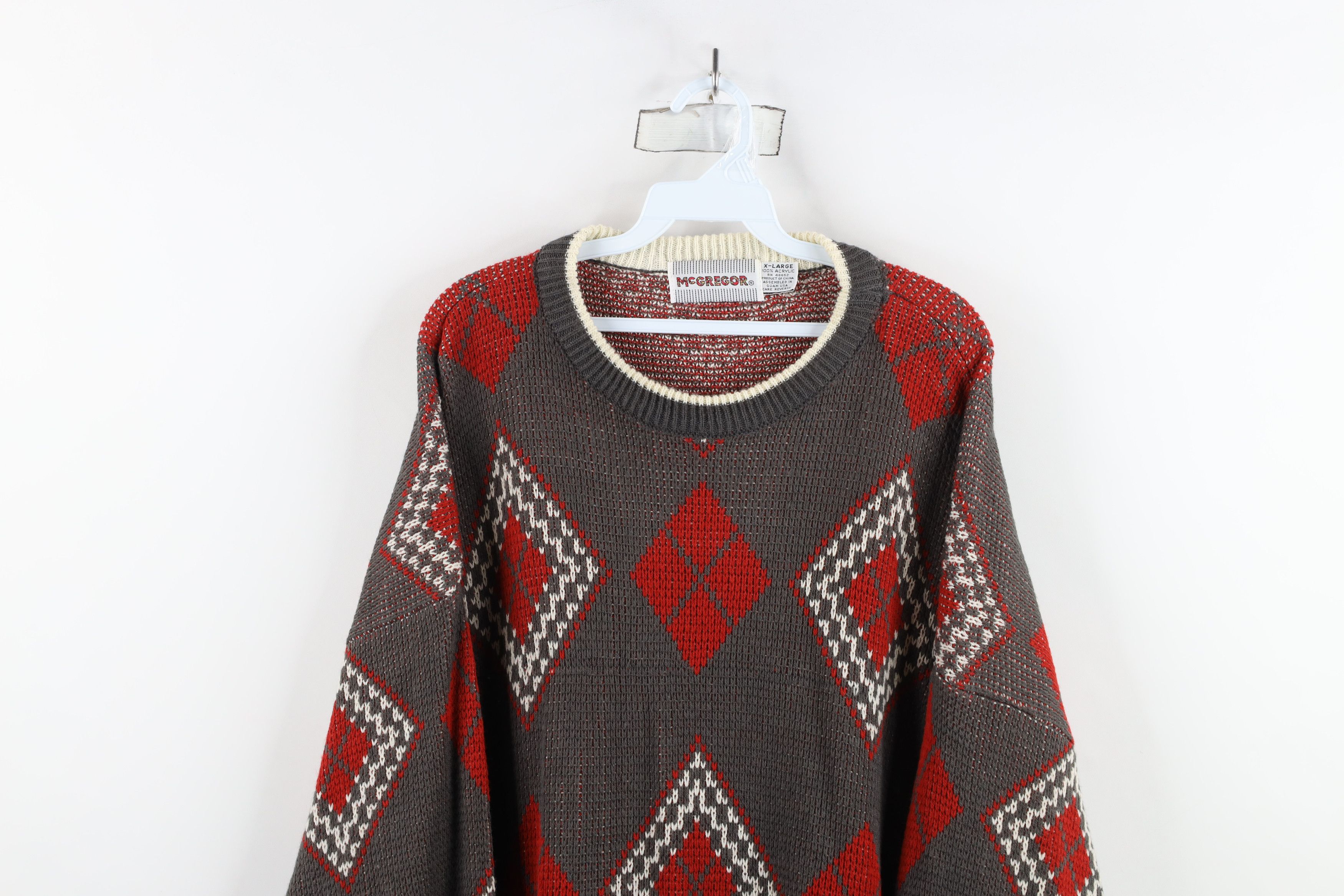 Vintage Vintage 90s Streetwear Diamond Chunky Ribbed Knit Sweater Size US XL / EU 56 / 4 - 2 Thumbnail