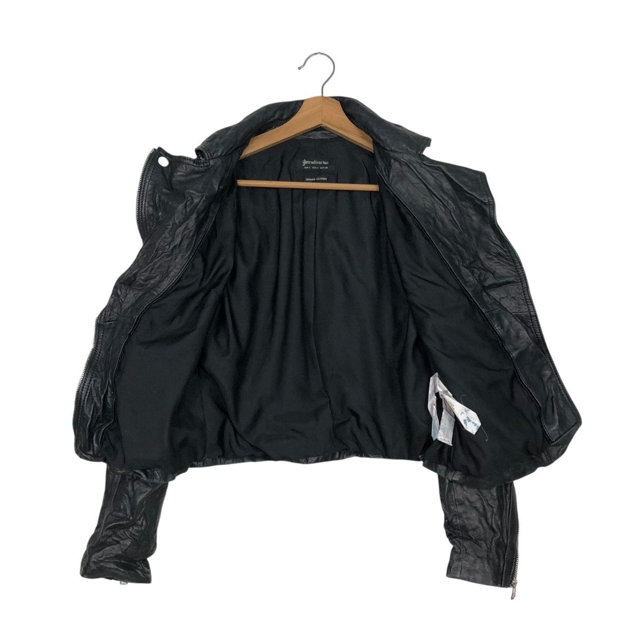 Japanese Brand 🔥VINTAGE BIKER LEATHER JACKET DOUBLE COLLAR STRADIVARIUS Size US S / EU 44-46 / 1 - 15 Thumbnail
