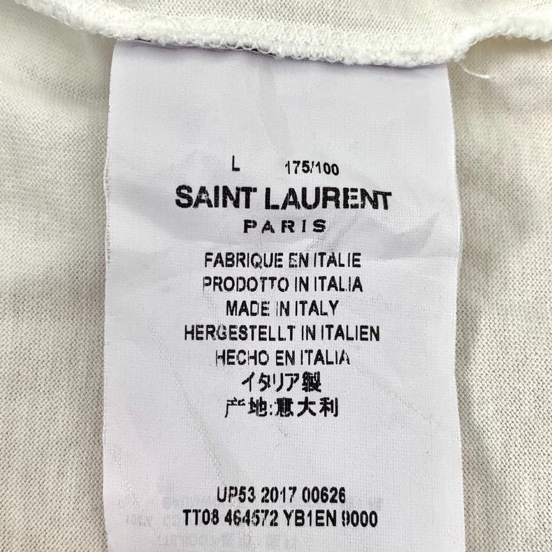 Saint Laurent Paris Saint Laurent White Logo printed cotton crewneck T-shirt 25 Size US S / EU 44-46 / 1 - 7 Thumbnail