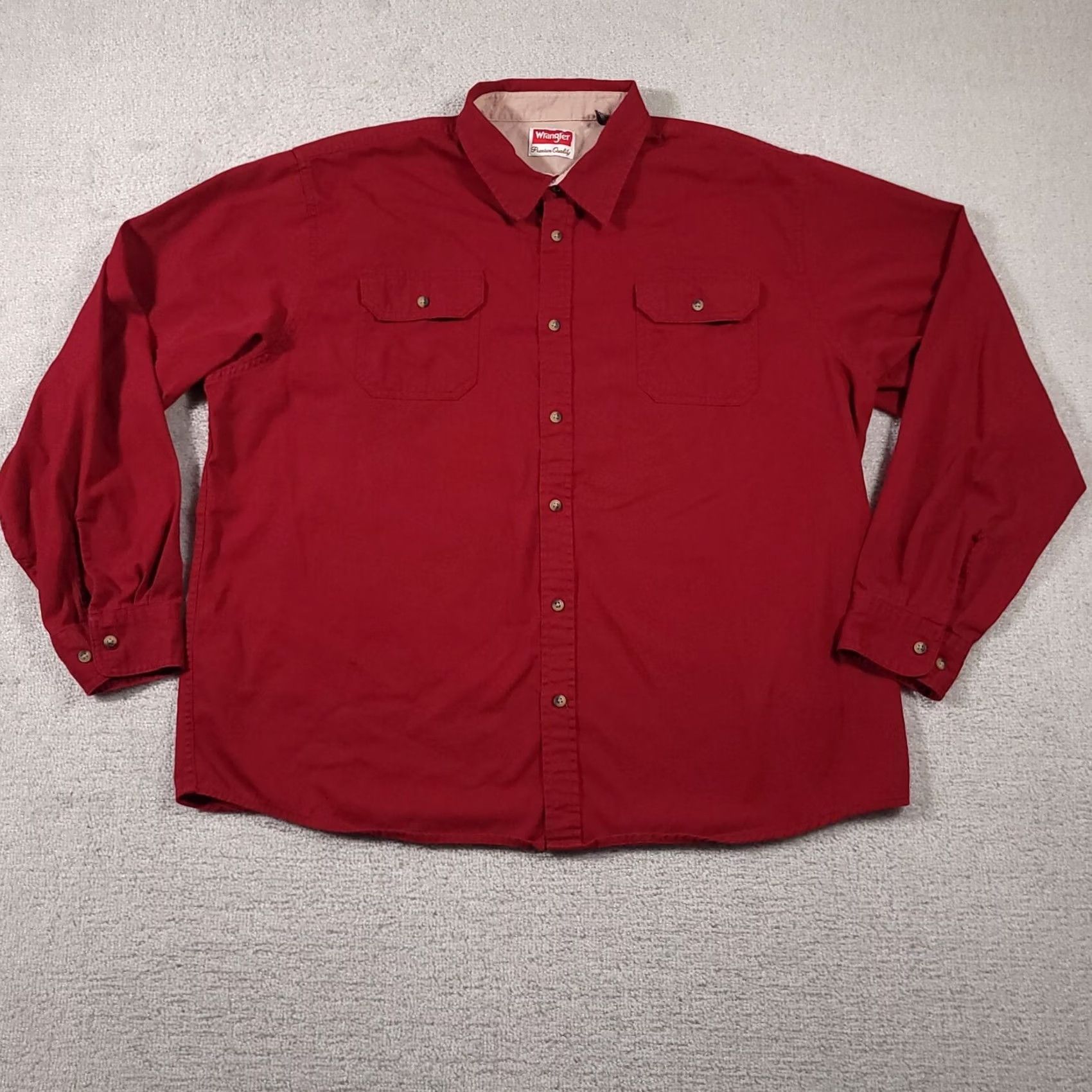 Wrangler Wrangler Shirt Mens 2XL Maroon Button Up Western Cowboy Rodeo Workwear Heavy Size US XXL / EU 58 / 5 - 2 Thumbnail