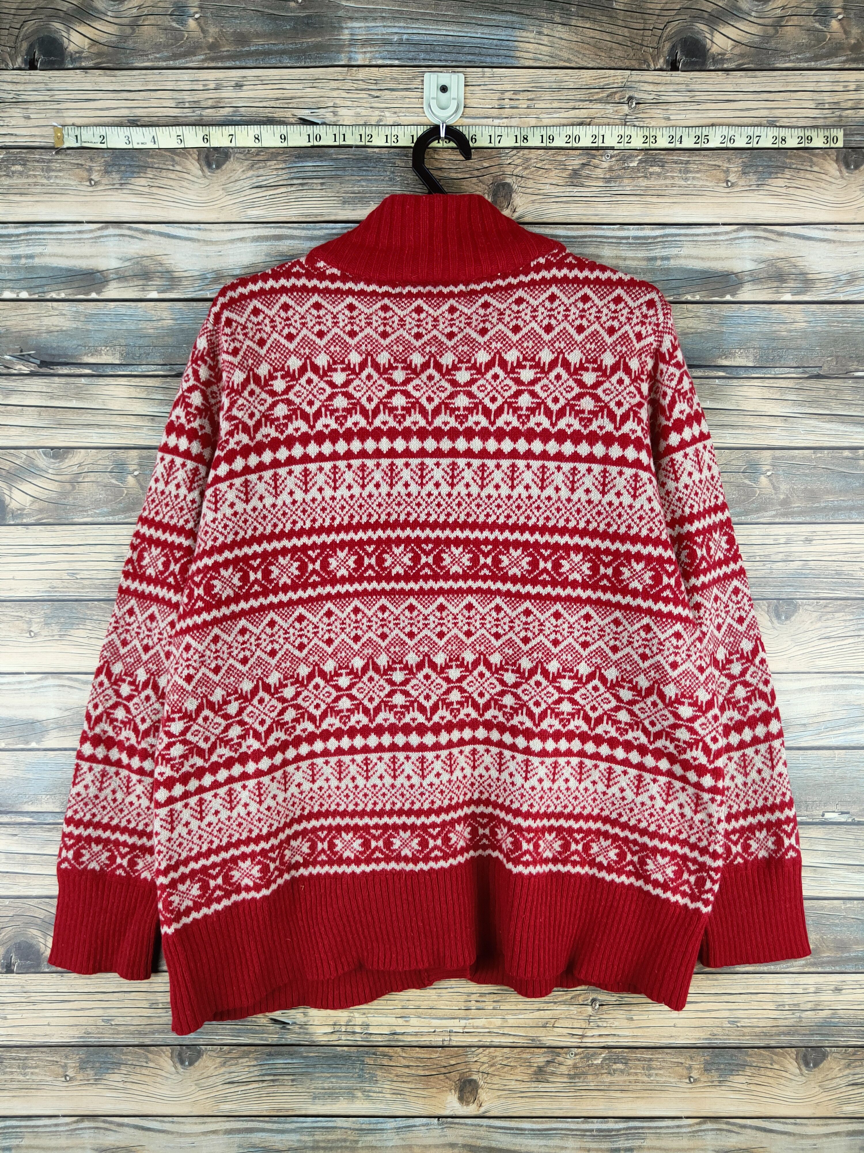 Eddie Bauer DL Eddie Bauer Red Beige Knitwear Sweater #46-853 Size US L / EU 52-54 / 3 - 7 Thumbnail