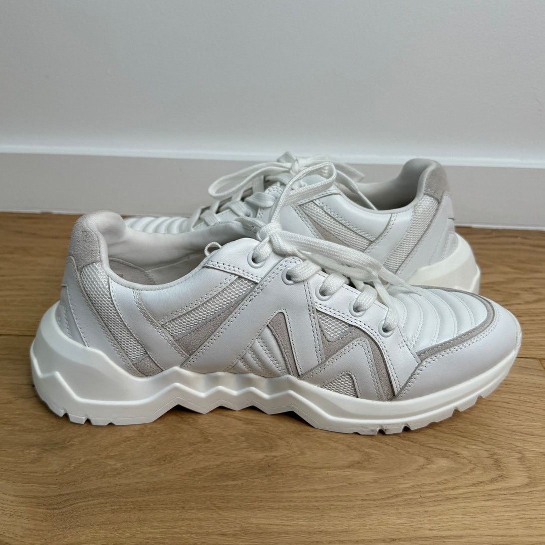 Maje NWOT Maje Blanc White Zig-Zag Chunky Lug Leather Sneakers Size US 11 / IT 41 - 5 Thumbnail