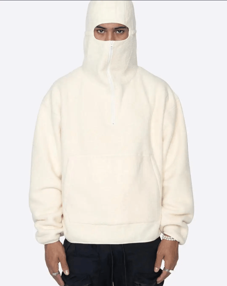 Unisex Ninja Fleece Y2k Hoodie Winter Streetwear Warm Zipper