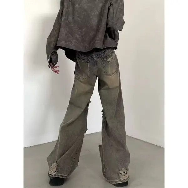 Jean Mashiko x Reika Distressed Ripped Straight Leg Jeans Size US 32 / EU 48 - 6 Thumbnail