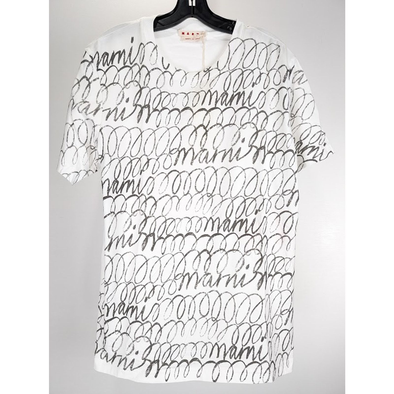 Marni o1rshd1 Scribbled Marni Organic Jersey T-Shirt in Lily White Size US L / EU 52-54 / 3 - 2 Thumbnail