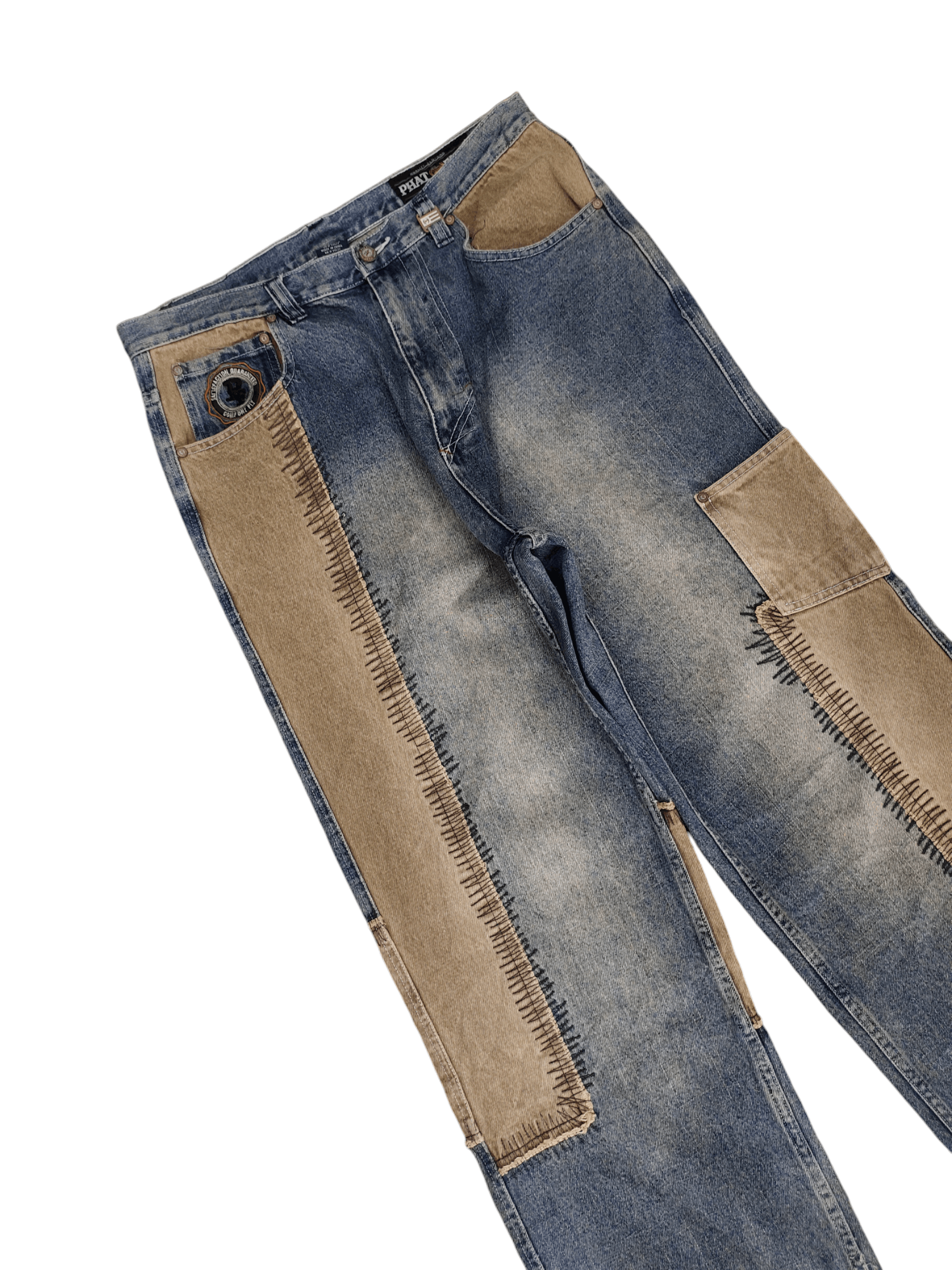 Phat Farm Crazy Vintage Y2k Phat Farm Patchwork Jnco Style Baggy Jeans Size US 35 - 6 Thumbnail