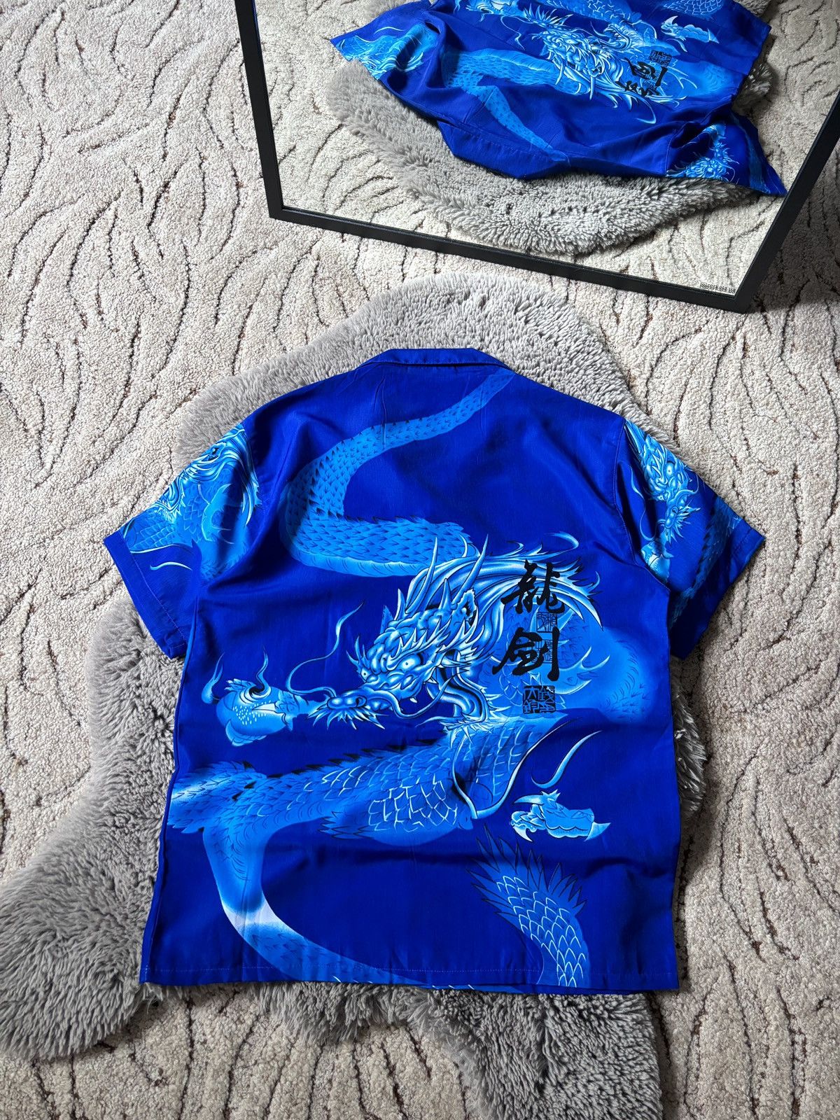 Japanese Brand × Vintage Fuhua Japanese Dragon Blue short sleeve shirt Size US M / EU 48-50 / 2 - 2 Thumbnail