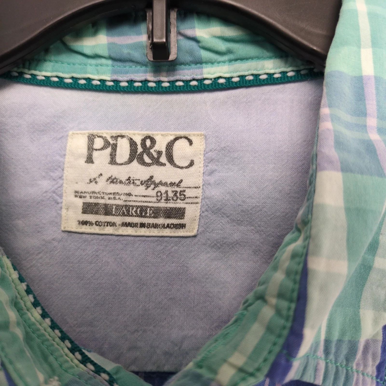 Paper Denim & Cloth PD&C Short Sleeve Button Up Shirt Men's L Blue Plaid Vtg Y2K Size US L / EU 52-54 / 3 - 3 Thumbnail