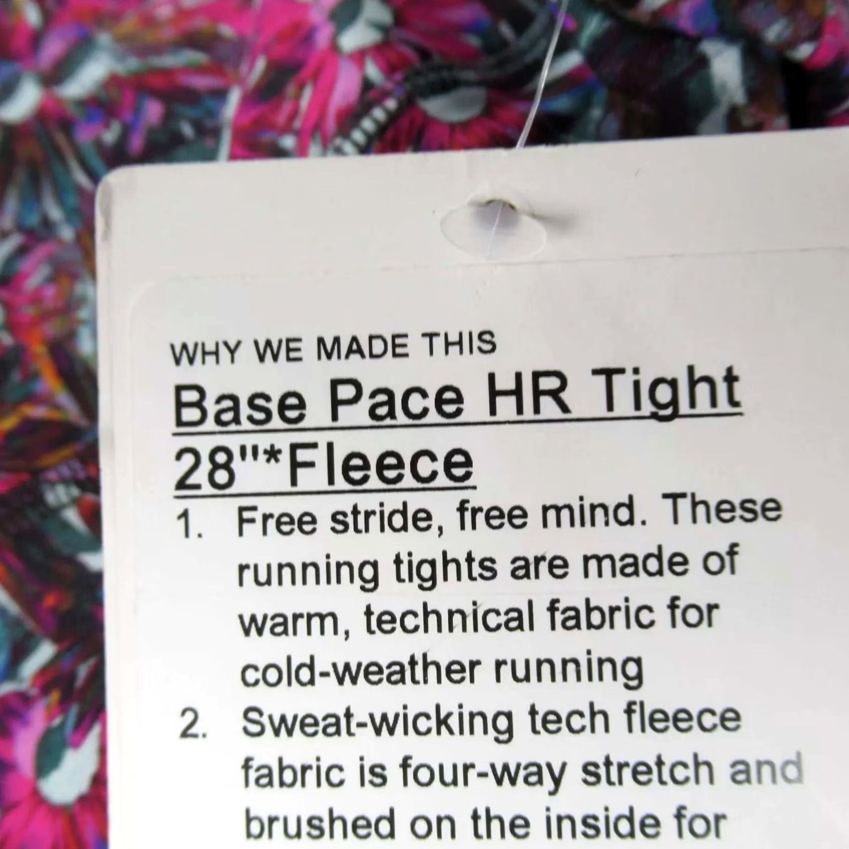 Lululemon Lululemon Base Pace HR Tight Leggings Women 14W Ankle Floral Fleece 28in Inseam Multicolor Running Gym Training Activewear Womens Size 36" / US 14 / IT 50 - 5 Thumbnail