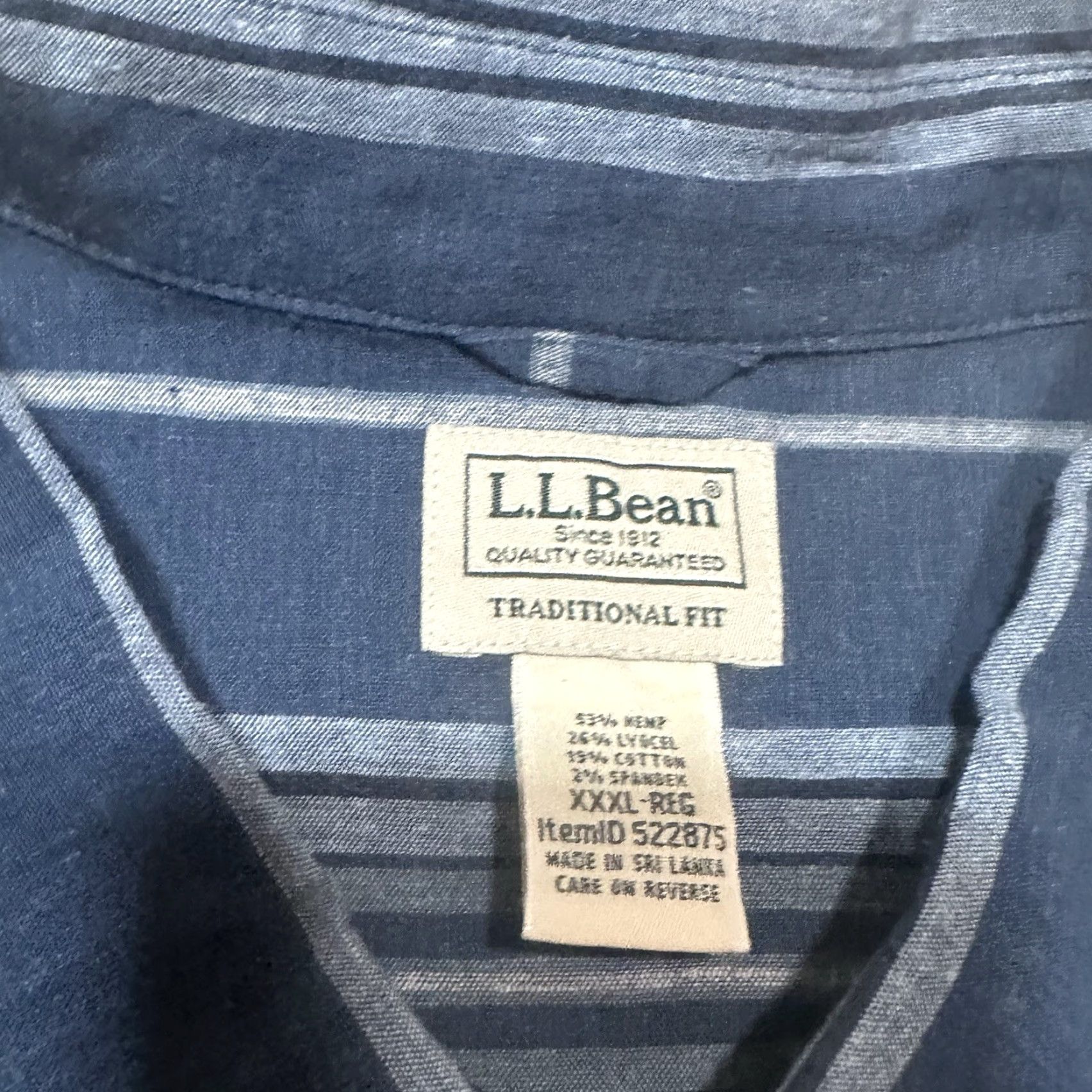 Vintage LL Bean Shirt Mens 3XL Blue Striped Button Up Size US XXL / EU 58 / 5 - 4 Thumbnail