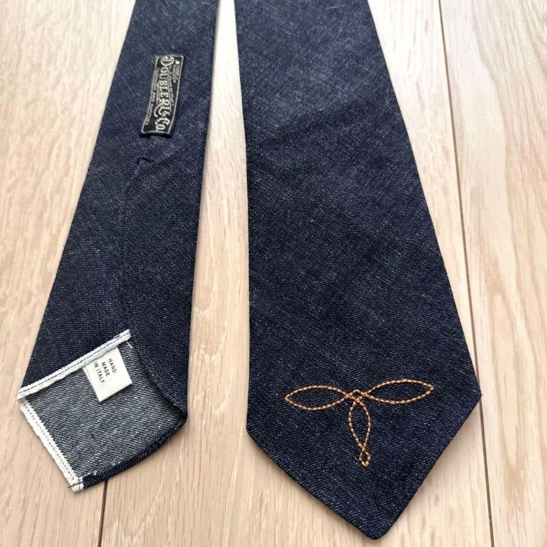 Ralph Lauren VINTAGE RRL Ralph Lauren Medallion Stich Indigo Denim Tie Handmade Blue Excellent Size ONE SIZE - 3 Thumbnail