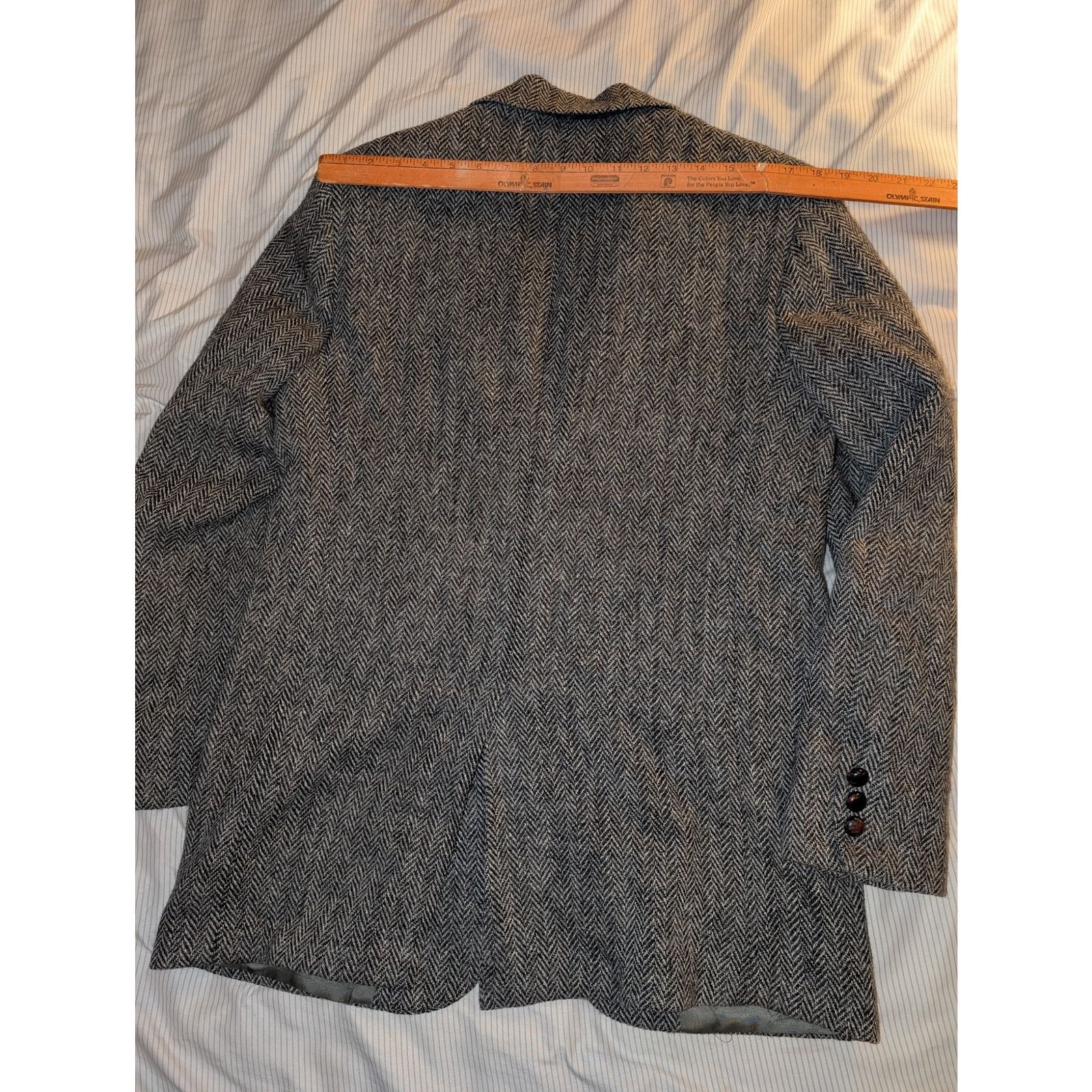 Other Vintage Bespoke Tweed Wool Blazer Herringbone 40L 2 Button Size 40L - 5 Thumbnail