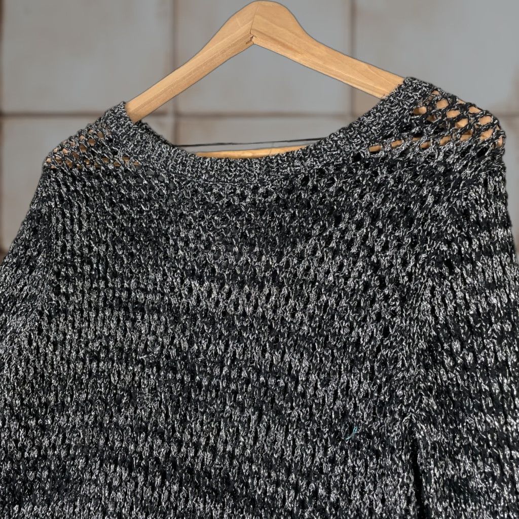 Apt. 9 Apt 9 Sweater Womens Large Black Metallic Open Knit Crochet Long Sleeve Size L / US 10 / IT 46 - 1 Thumbnail