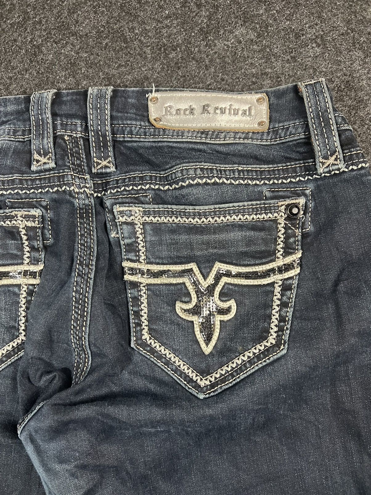 If Six Was Nine Rock Revival Flare Jeans Honeycomb RARE Size US 34 / EU 50 - 7 Thumbnail