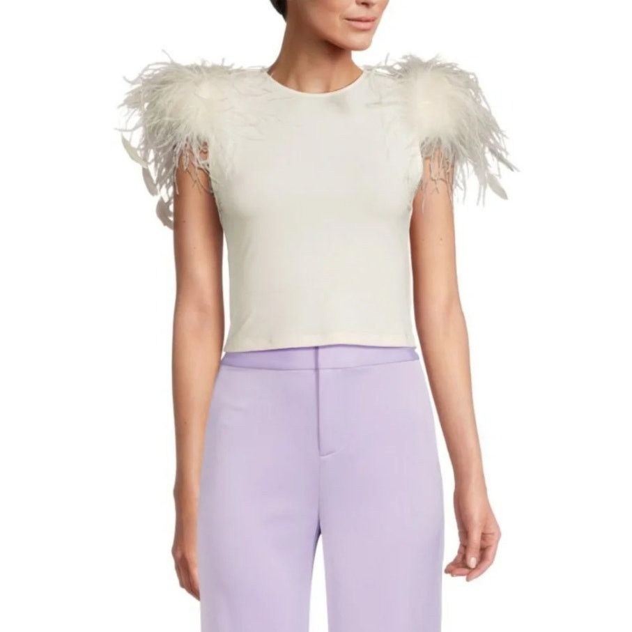 Alice + Olivia Alice + Olivia Tamica Feather Top Medium Size M / US 6-8 / IT 42-44 - 13 Thumbnail