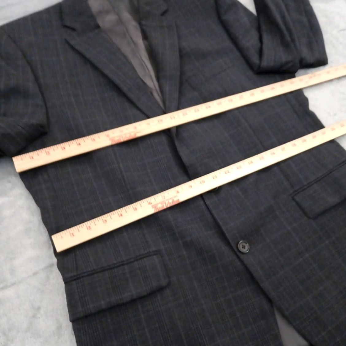 Ralph Lauren Lauren Ralph Lauren Blazer Mens 44 Long Gray Plaid Two Button Double Vent Notch Lapel 2 Piece Wool Polyester Jacket Coat Streetwear Mens Size 44R - 5 Thumbnail