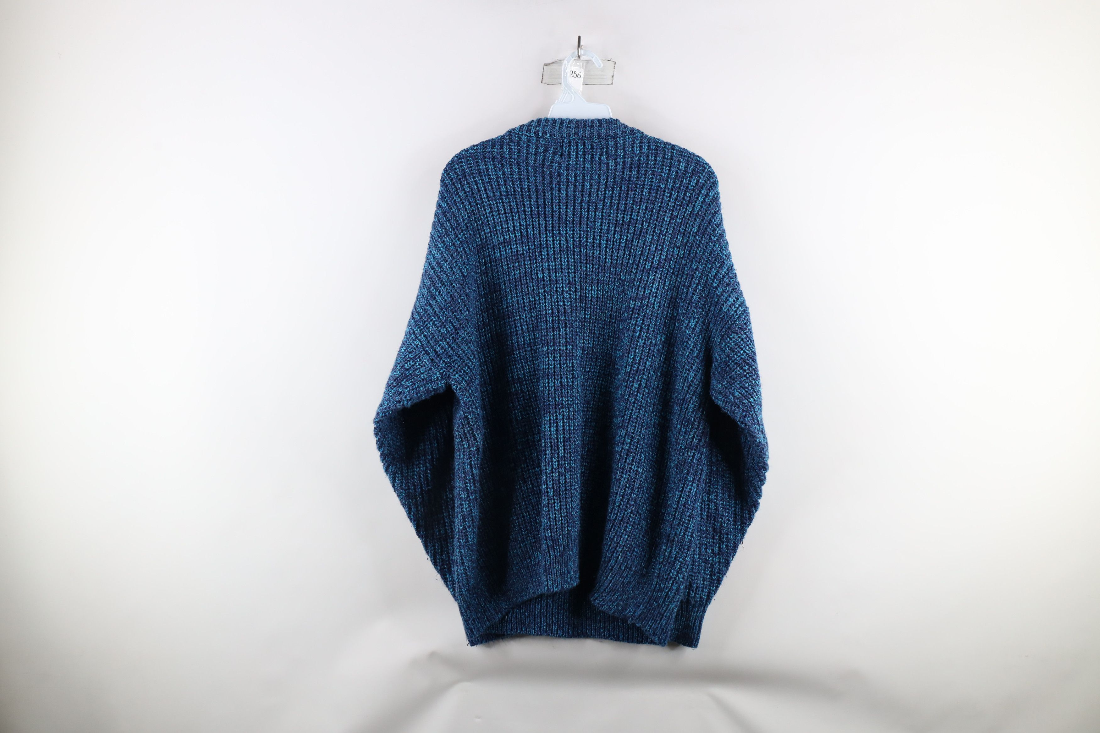 Vintage Vintage 90s Streetwear Ribbed Knit Crewneck Sweater Blue Size US XL / EU 56 / 4 - 5 Thumbnail