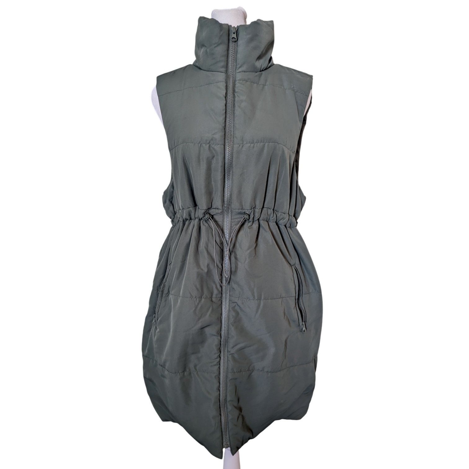Other Motherhood Maternity Olive Green Long Light Puffer Vest Size S / US 4 / IT 40 - 3 Thumbnail