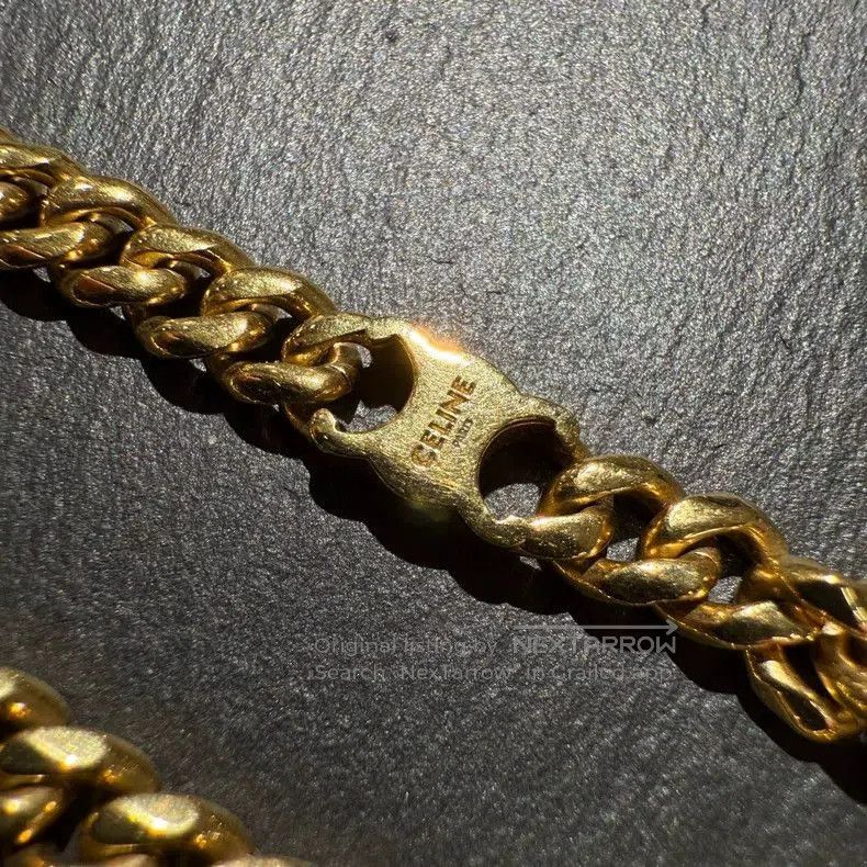 Celine Celine Gold Arc de Triomphe Logo Bracelet. Size ONE SIZE - 2 Thumbnail
