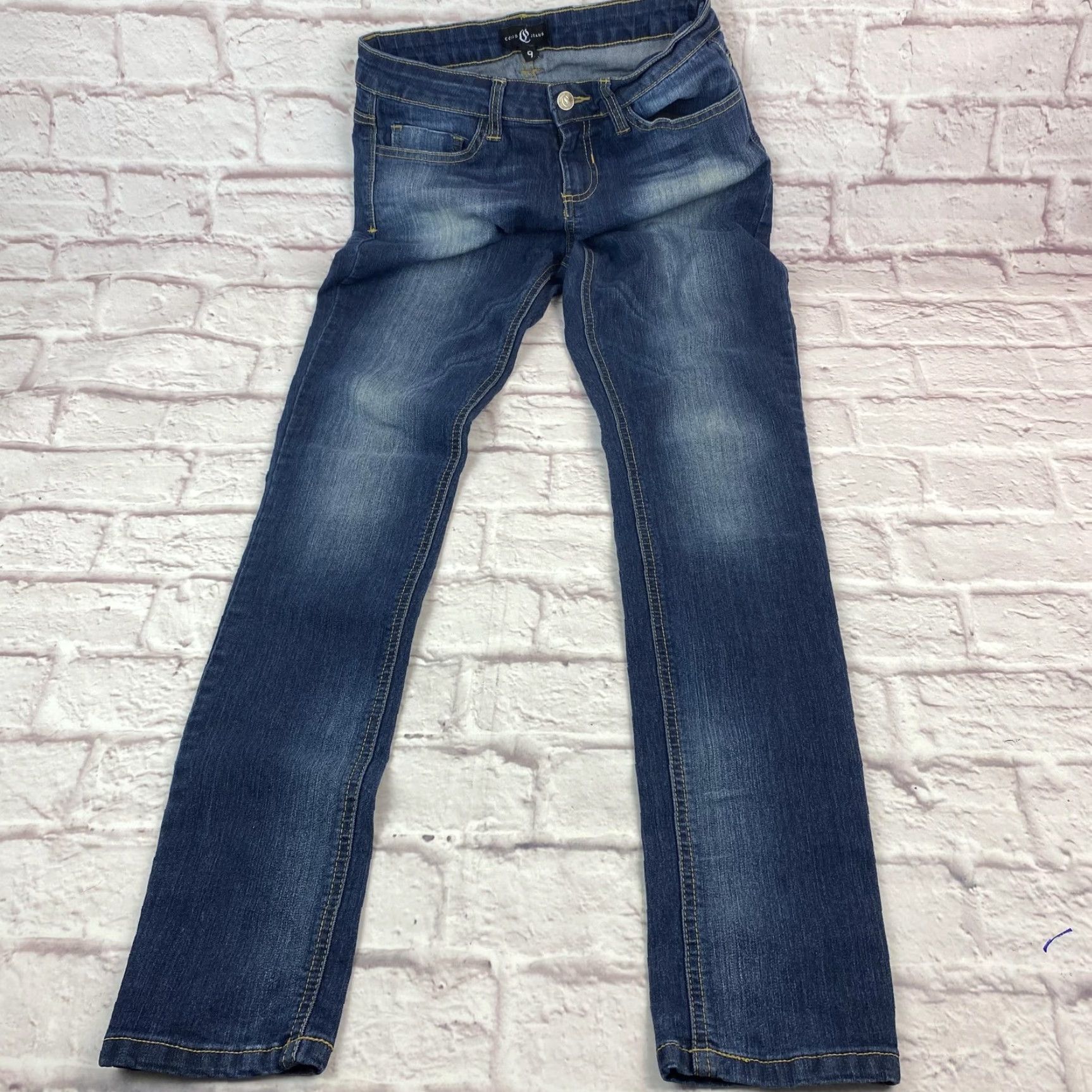 Denime Cello Jeans Womens 9 Blue Medium Wash Straight Leg Stretch Denim Classic Pants Size 30" / US 8 / IT 44 - 2 Thumbnail
