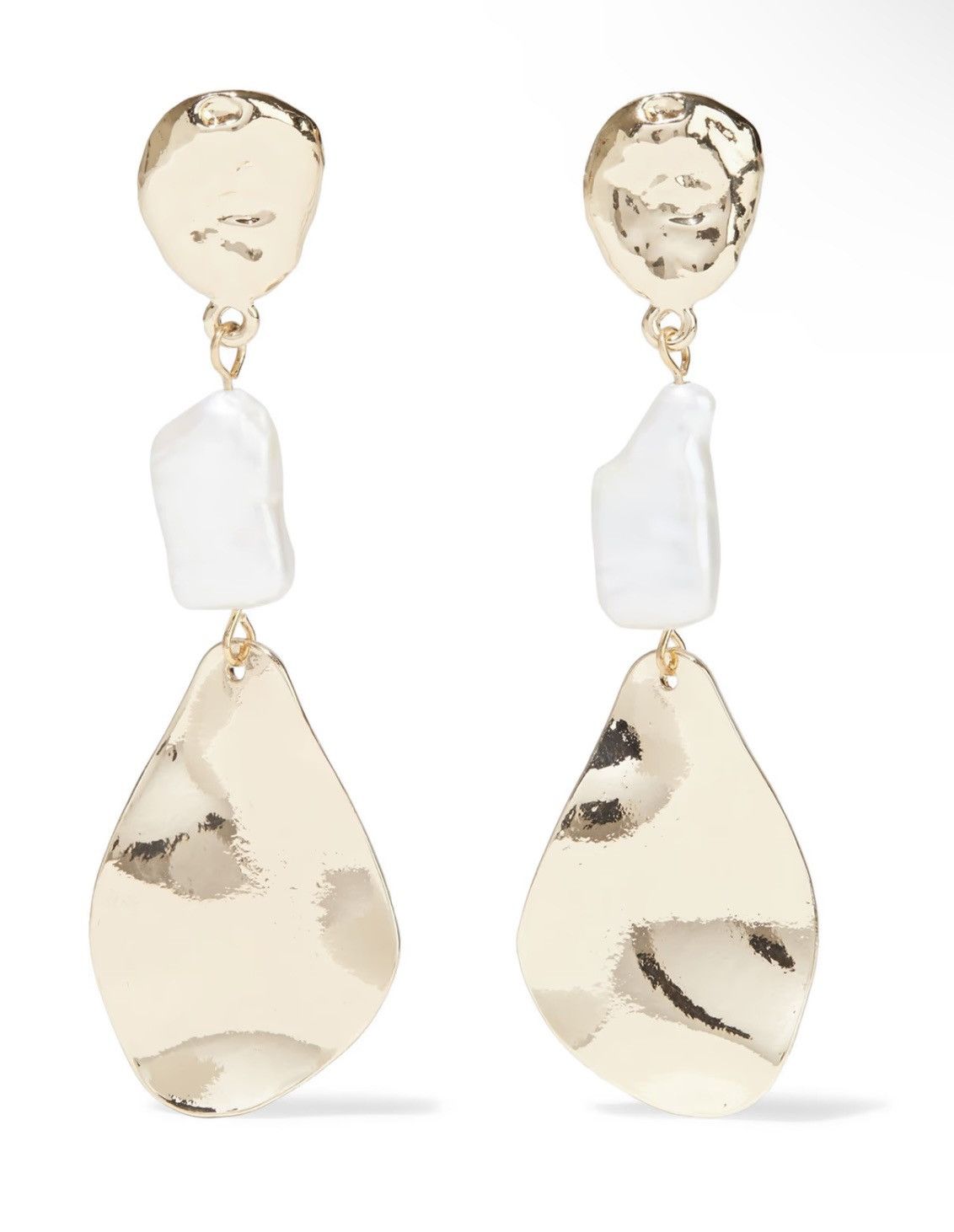 Kenneth Jay Lane Kenneth Jay Lane Hammered gold-plated faux pearl Earrings Size ONE SIZE - 1 Thumbnail
