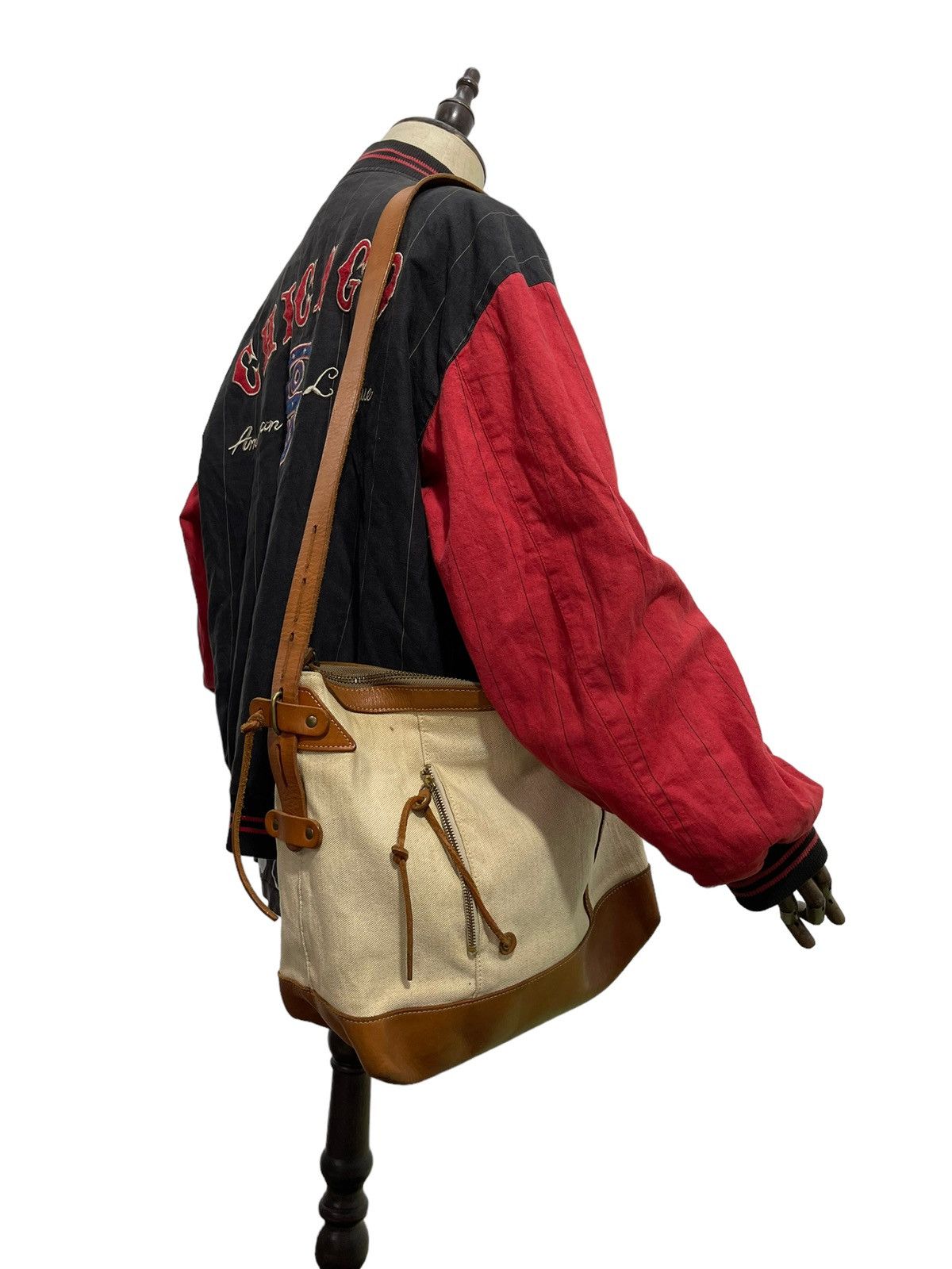 Japanese Brand Messenger Bag Teha Amana Leather Cotton Canvas Size ONE SIZE - 3 Thumbnail
