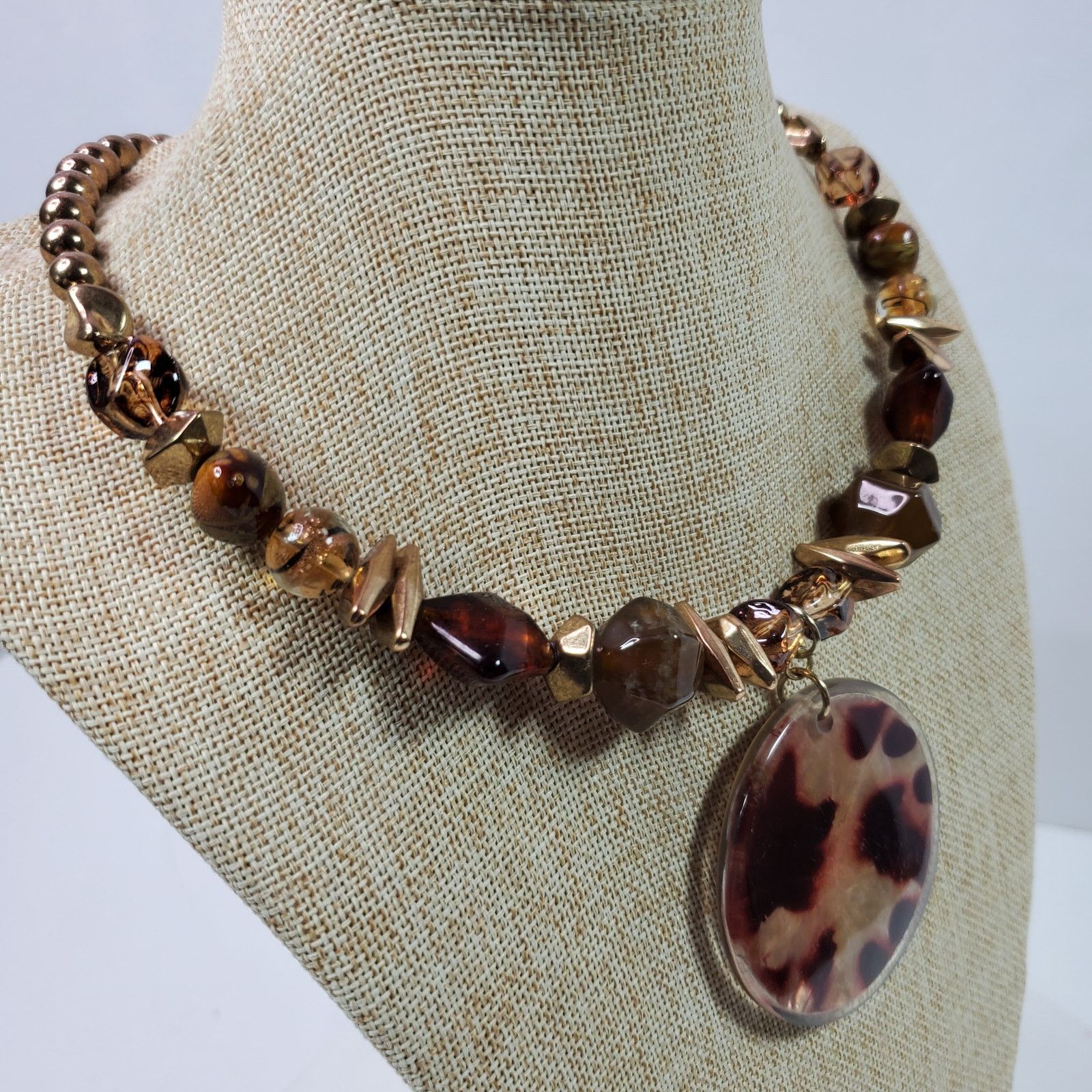 The Unbranded Brand Casual Career Choker Necklace Springy w/ Pendant Brown Size ONE SIZE - 2 Thumbnail