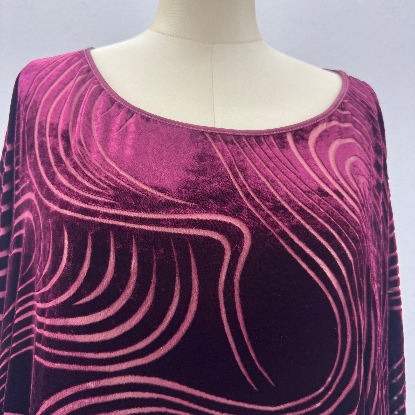 Marina Rinaldi Marina Rinaldi Festival Silk Blend Tunic Blouse Red Velvet Size 4XL / US 24-26 - 5 Thumbnail