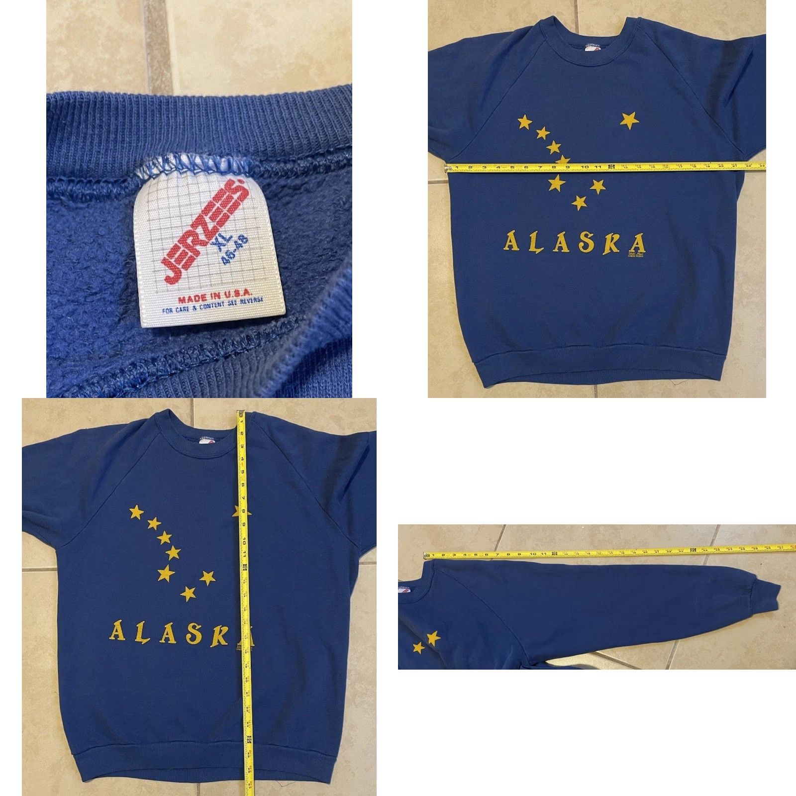 Vintage VINTAGE Alaska Faded Flag Sweatshirt M USA Star Snow Ski Biker Skate Grunge 80s 90s Motorcycle Men M Blue USA Sk sweatshirt Size US M / EU 48-50 / 2 - 9 Thumbnail
