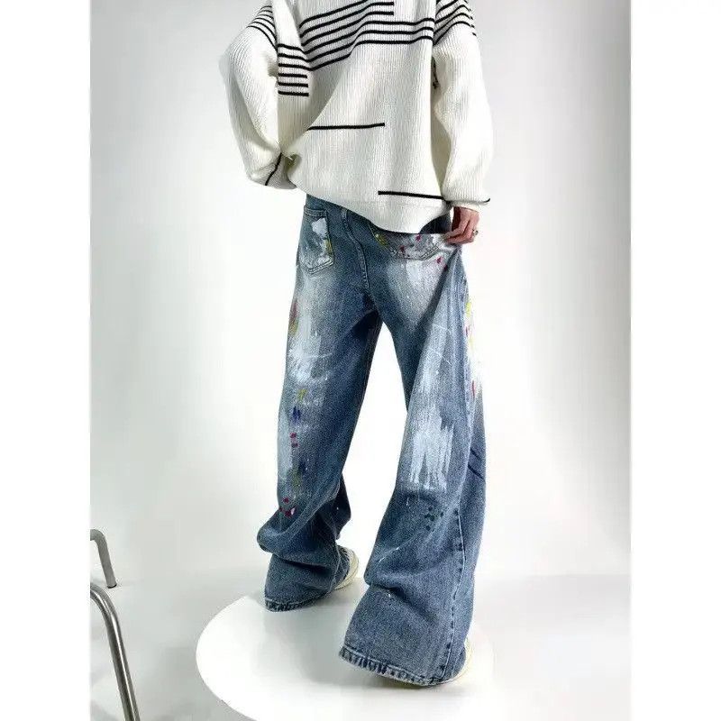 Japanese Brand Retro loose wide leg graffiti jeans Size US 32 / EU 48 - 2 Thumbnail