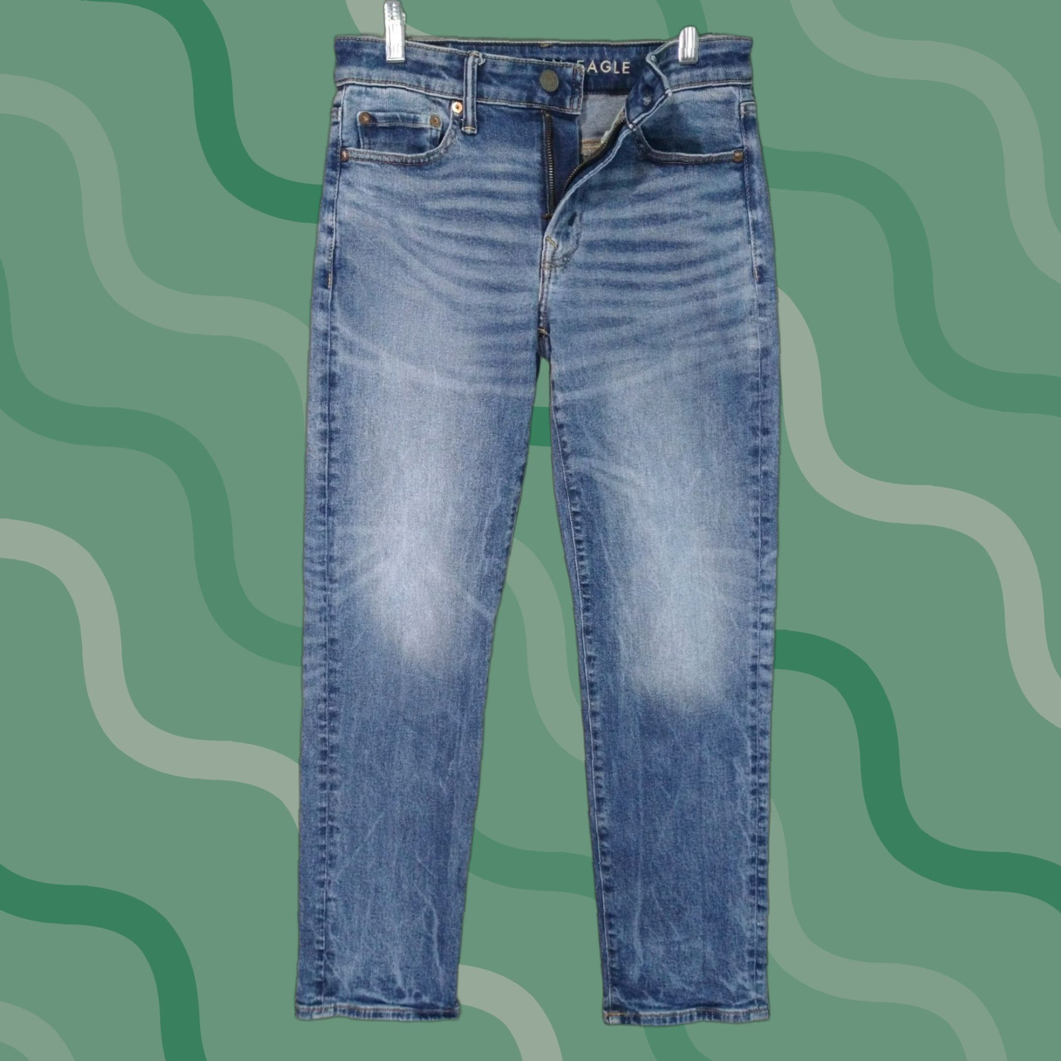 American Eagle Outfitters American Eagle Jeans Mens 29x30 Blue Denim Original Straight Airflex Stretch Size US 29 - 1 Thumbnail