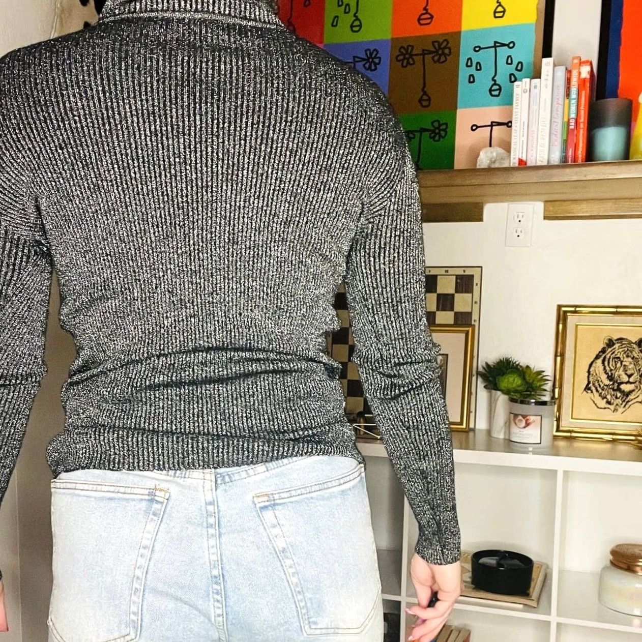 Vintage VINTAGE Strawbridge & Clothier Metallic Black Silver Longsleeve Top Blouse S Women Size S / US 4 / IT 40 - 3 Thumbnail