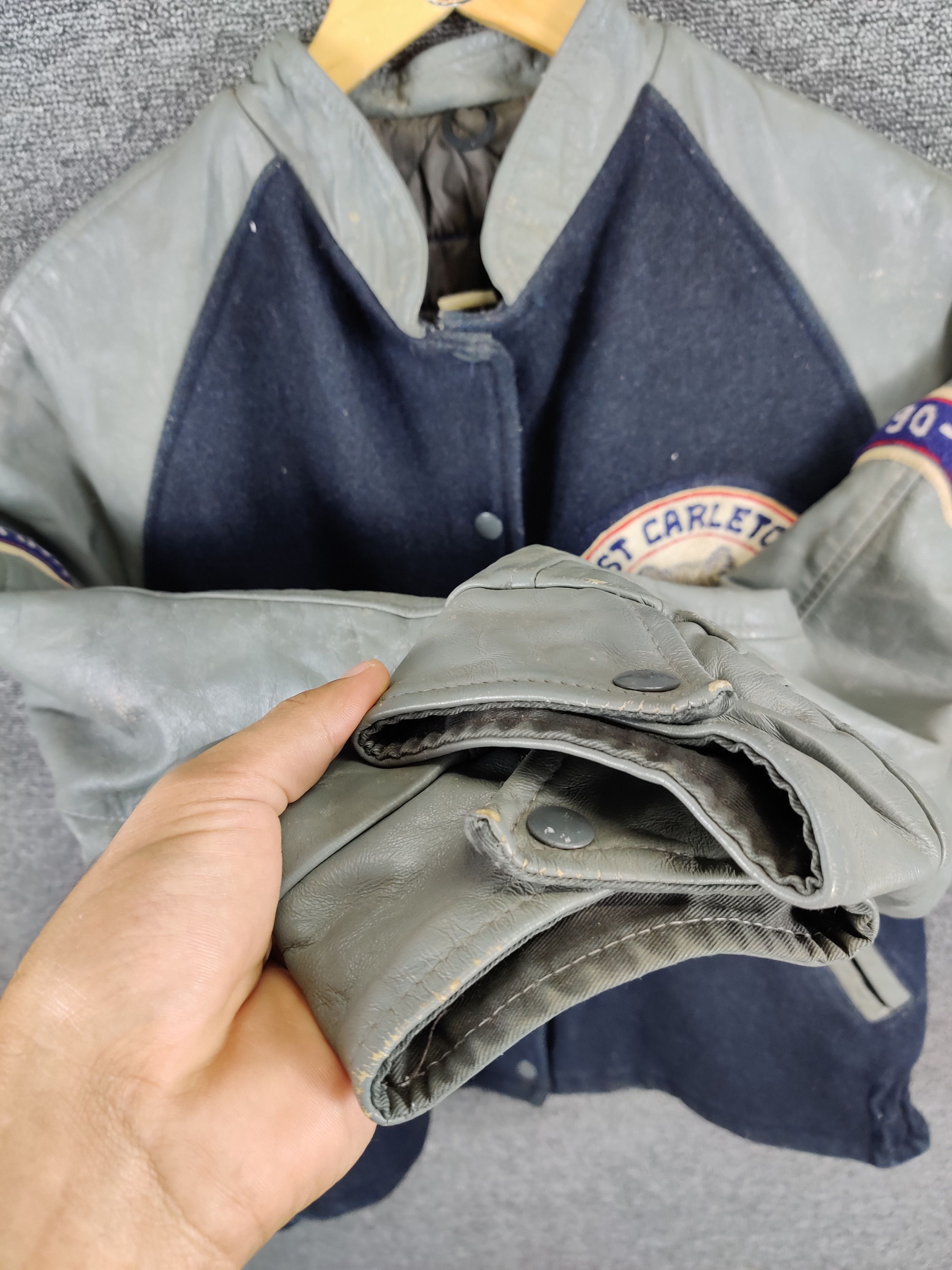 Vintage Vintage West Carleton Wool Varsity Leather Jacket Size US M / EU 48-50 / 2 - 10 Thumbnail
