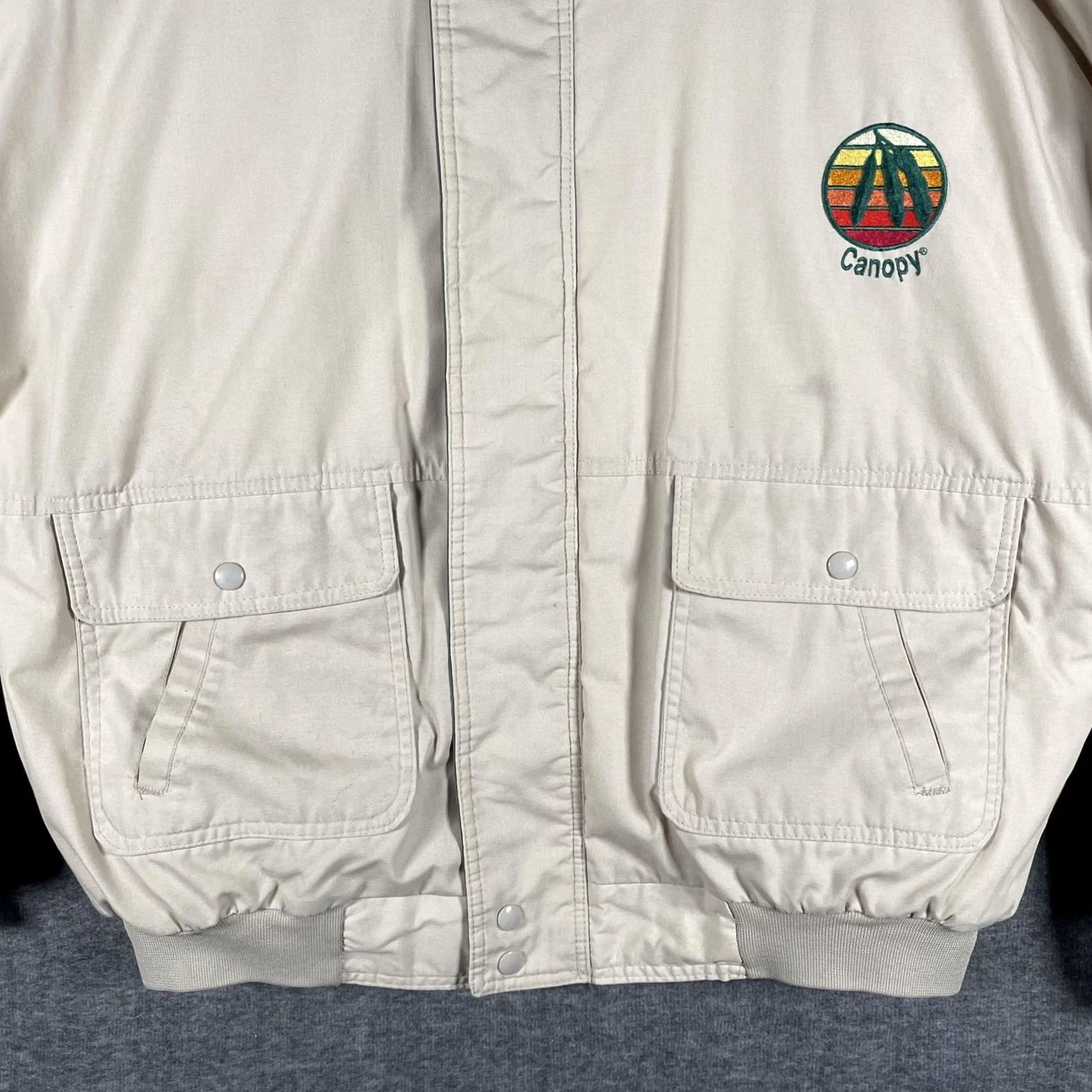 Vintage VINTAGE K-Products Canopy Jacket Mens XL Beige Insulated Bomber Jacket USA 90s Mens XL Beige Bomber Jacket Size US XL / EU 56 / 4 - 7 Thumbnail
