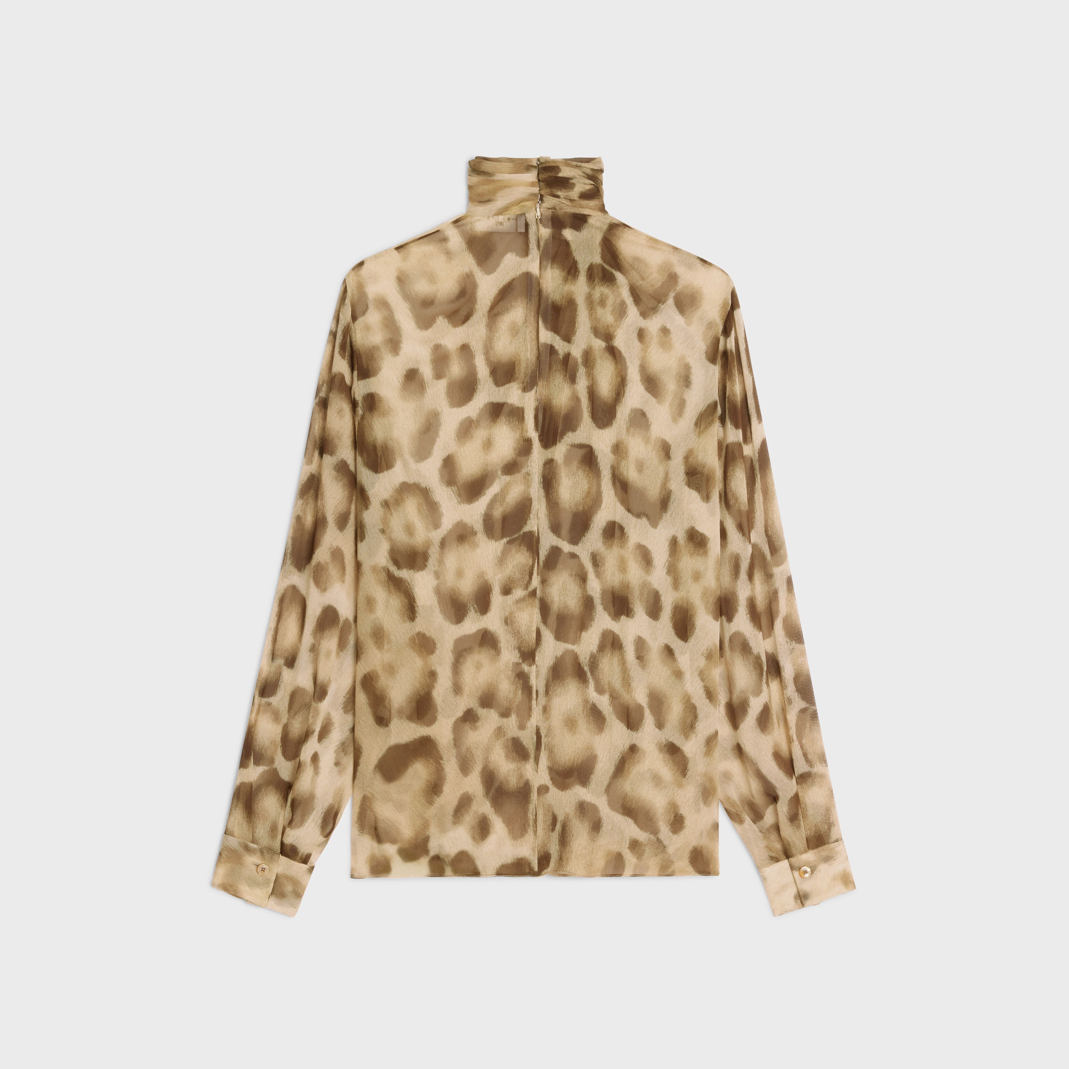 Celine o1bcso1str0824 Blouse With Draped Collar Muslin in Leopard Size M / US 6-8 / IT 42-44 - 2 Thumbnail